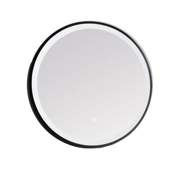 Kartell Nero 600mm Round Black Frame Front Lid LED Mirror Wall Mounted - NE60