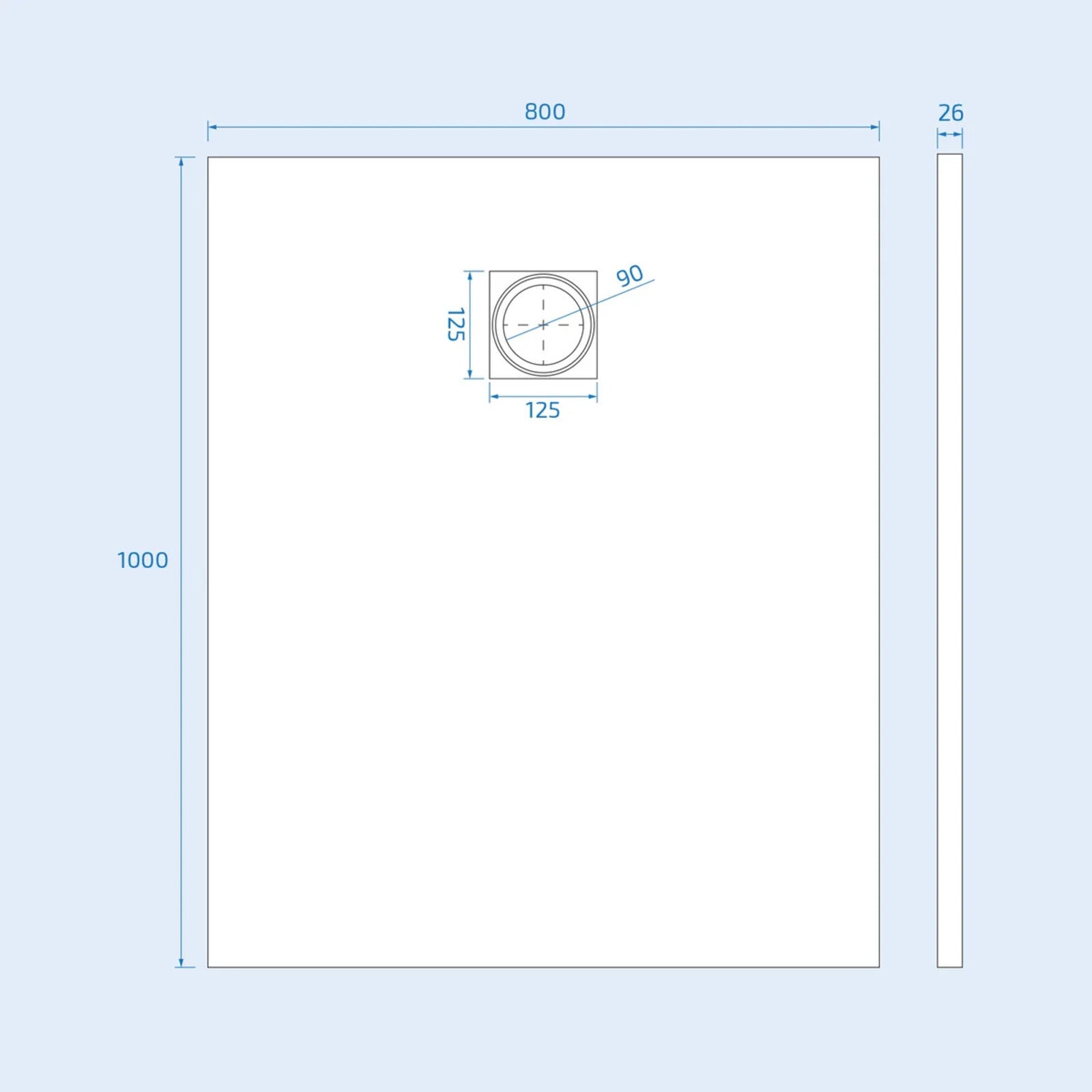 1000x800m shower tray image # Options_1000 × 800 mm