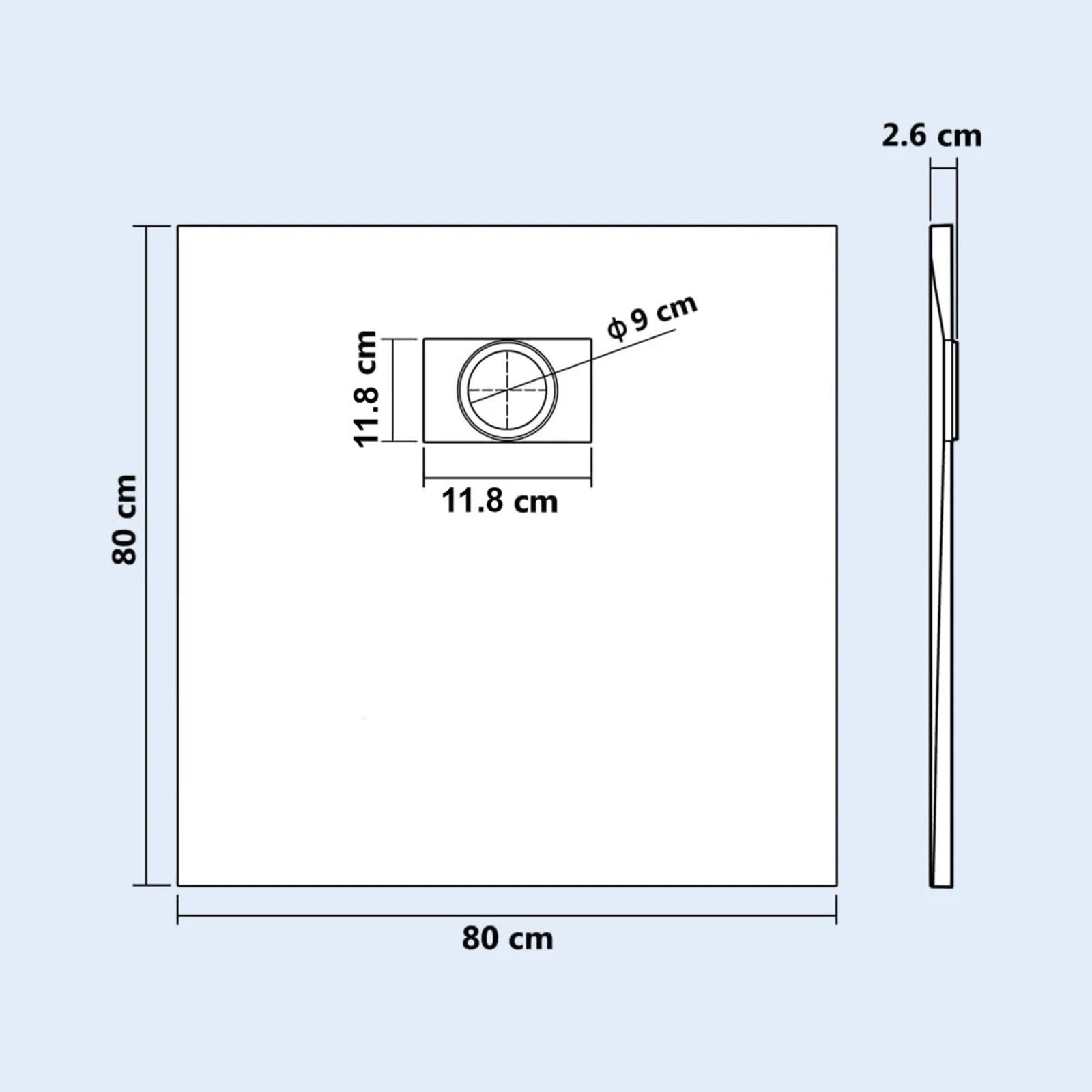 Matte White Square SMC Shower Tray for Walk in Wet Room