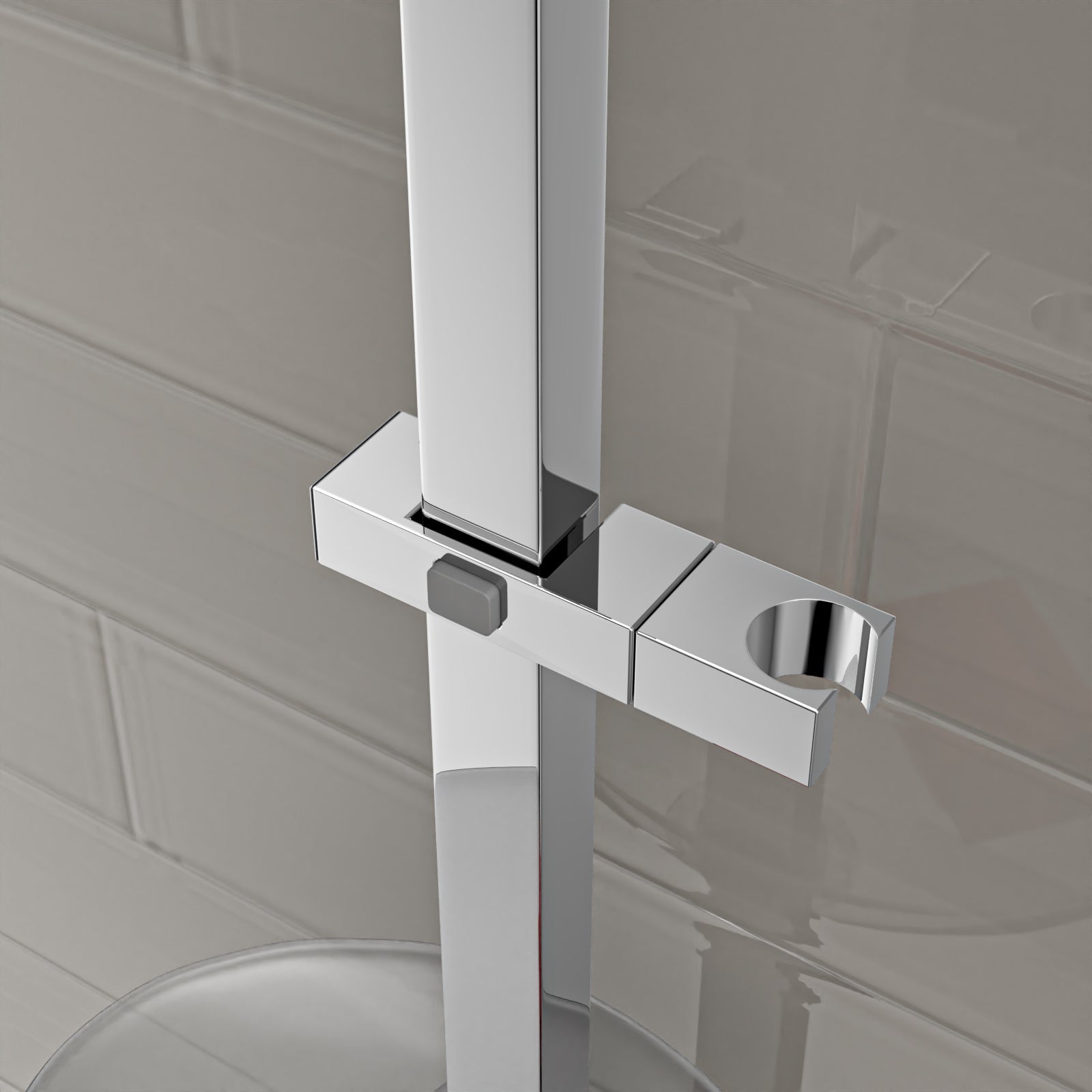 Square ABS Adjustable Showerhead Holder Slider Bracket Chrome