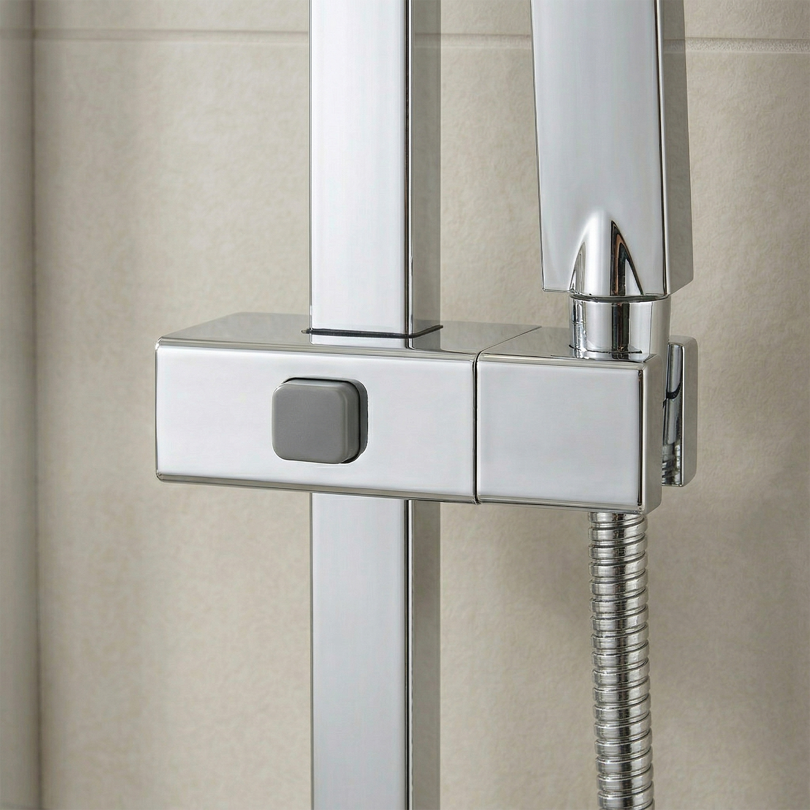 Rotatable Adjustable Showerhead Holder Slider Bracket Chrome for Rectangular Shower Rail 18mm D x 30mm W