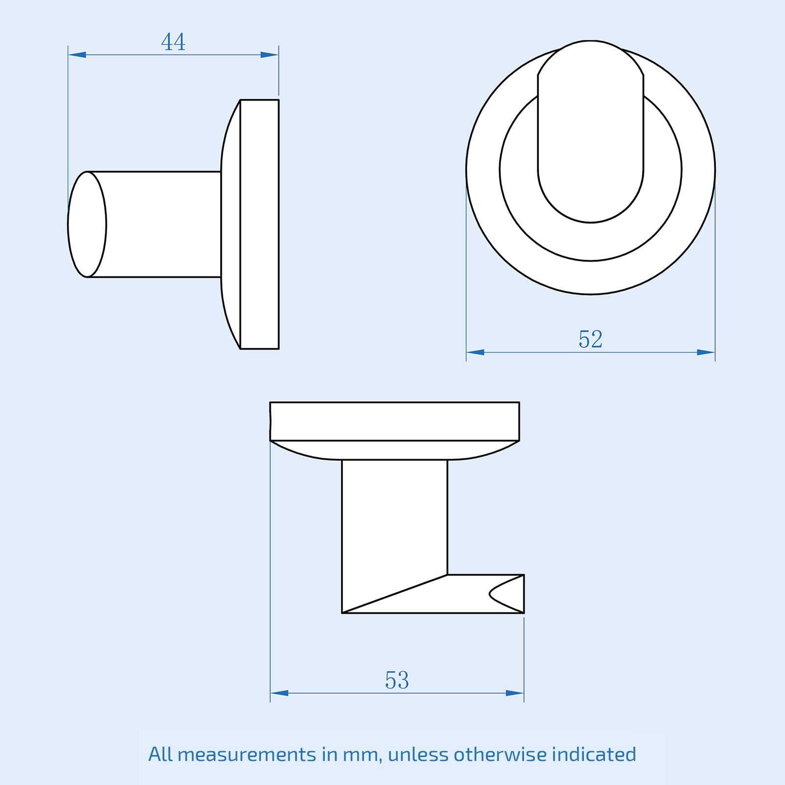 Matte Black Round Robe Hook - Set of 4