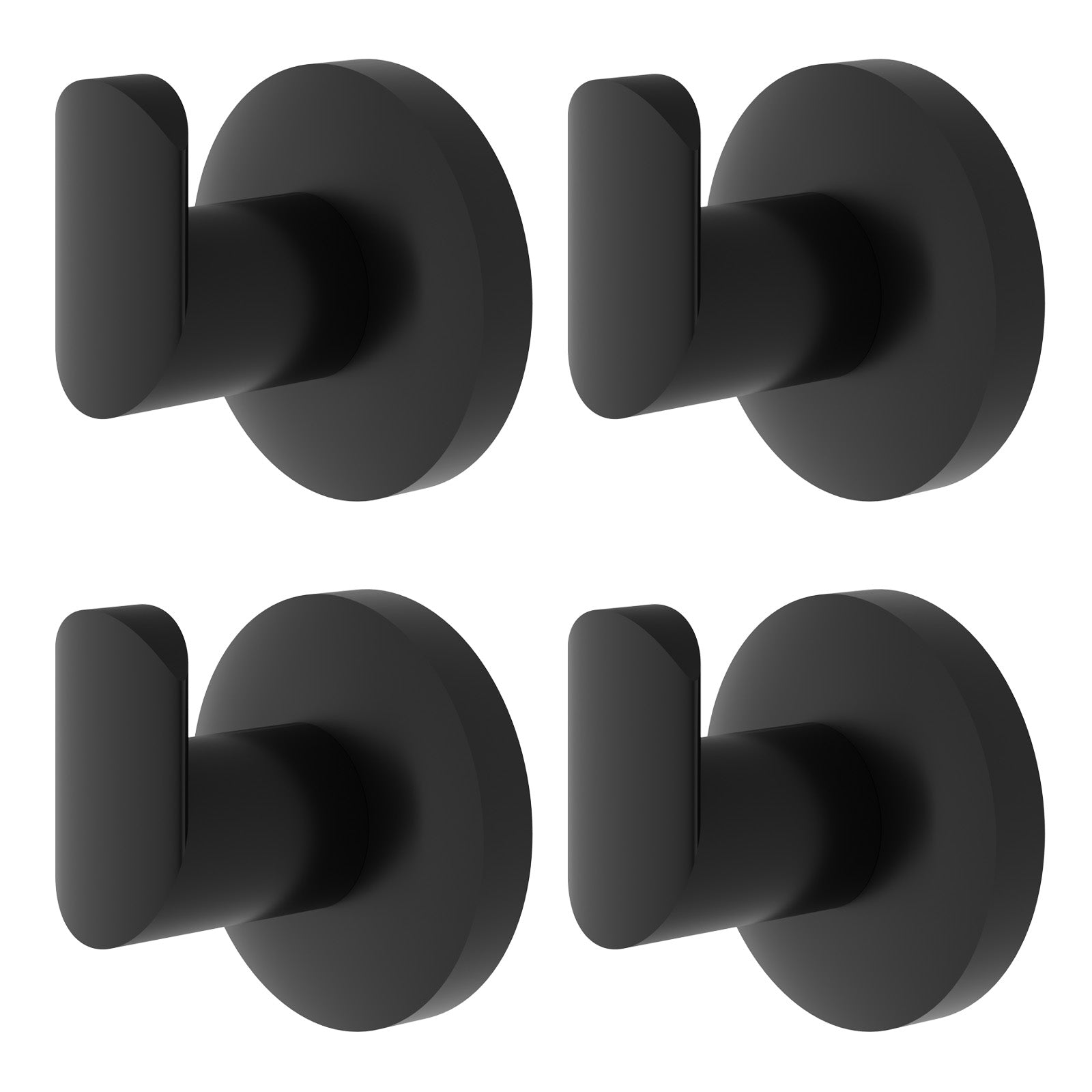Matte Black Round Robe Hook - Set of 4