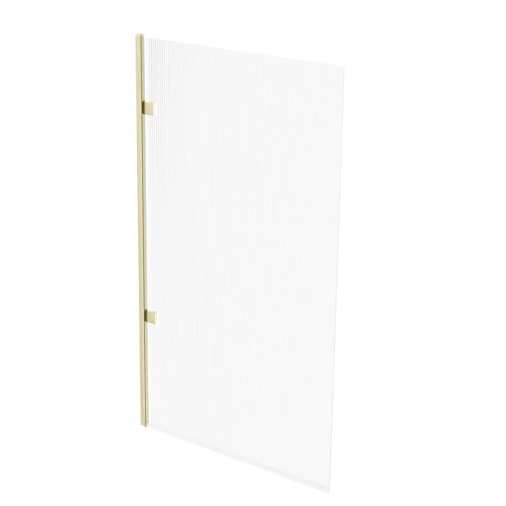 Brushed Brass 800mm Fluted Bath Screen with Brushed Brass Aluminium and Parts