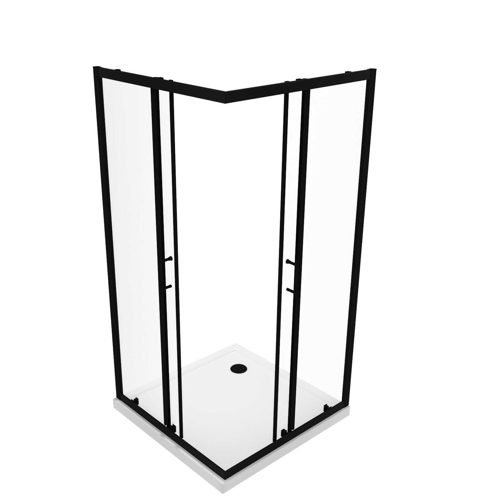 Manga 760 x 760mm Corner Entry Sliding Door Shower Enclosure With Tray Black