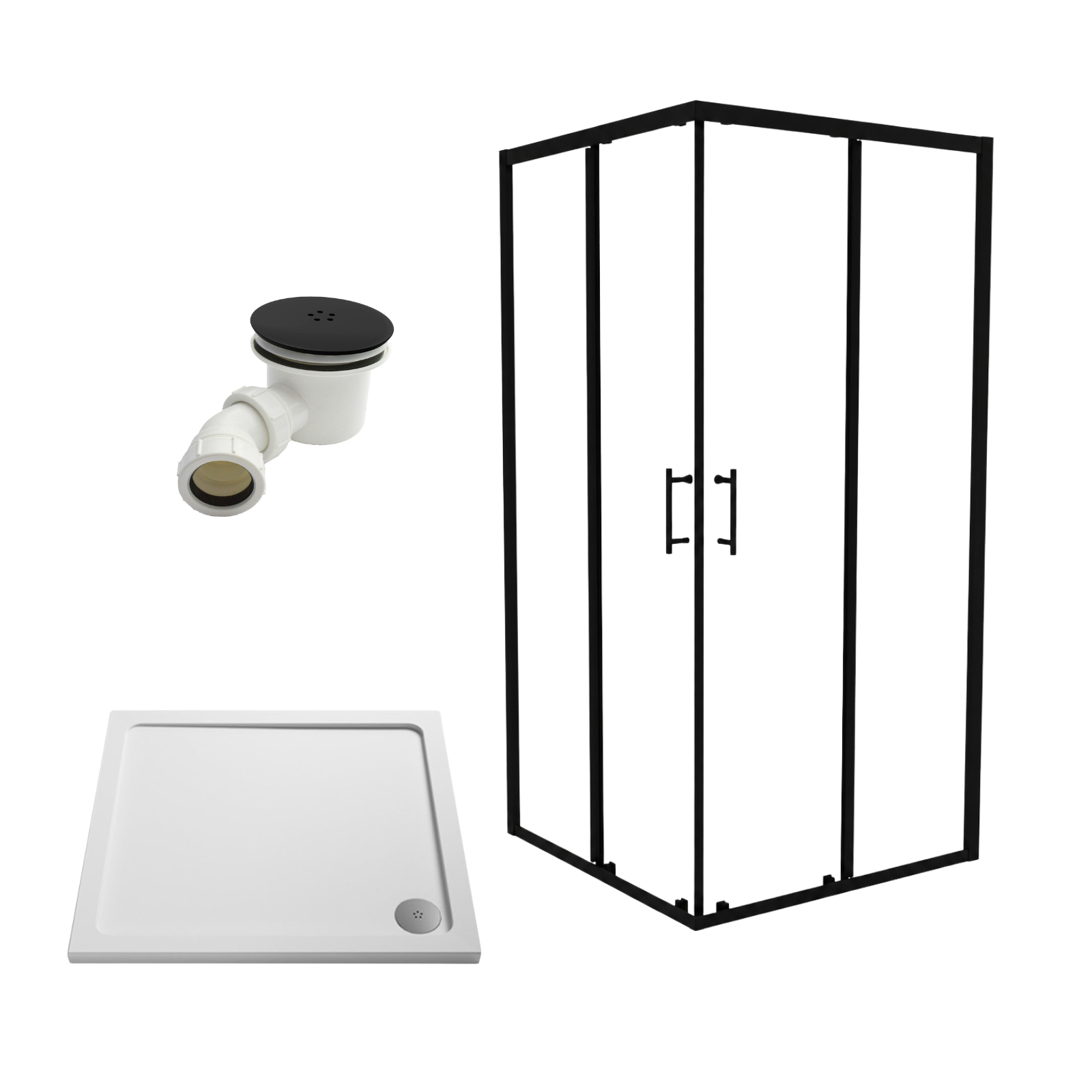 Manga 760 x 760mm Corner Entry Chrome Sliding Door Shower Enclosure With White Tray & Waste