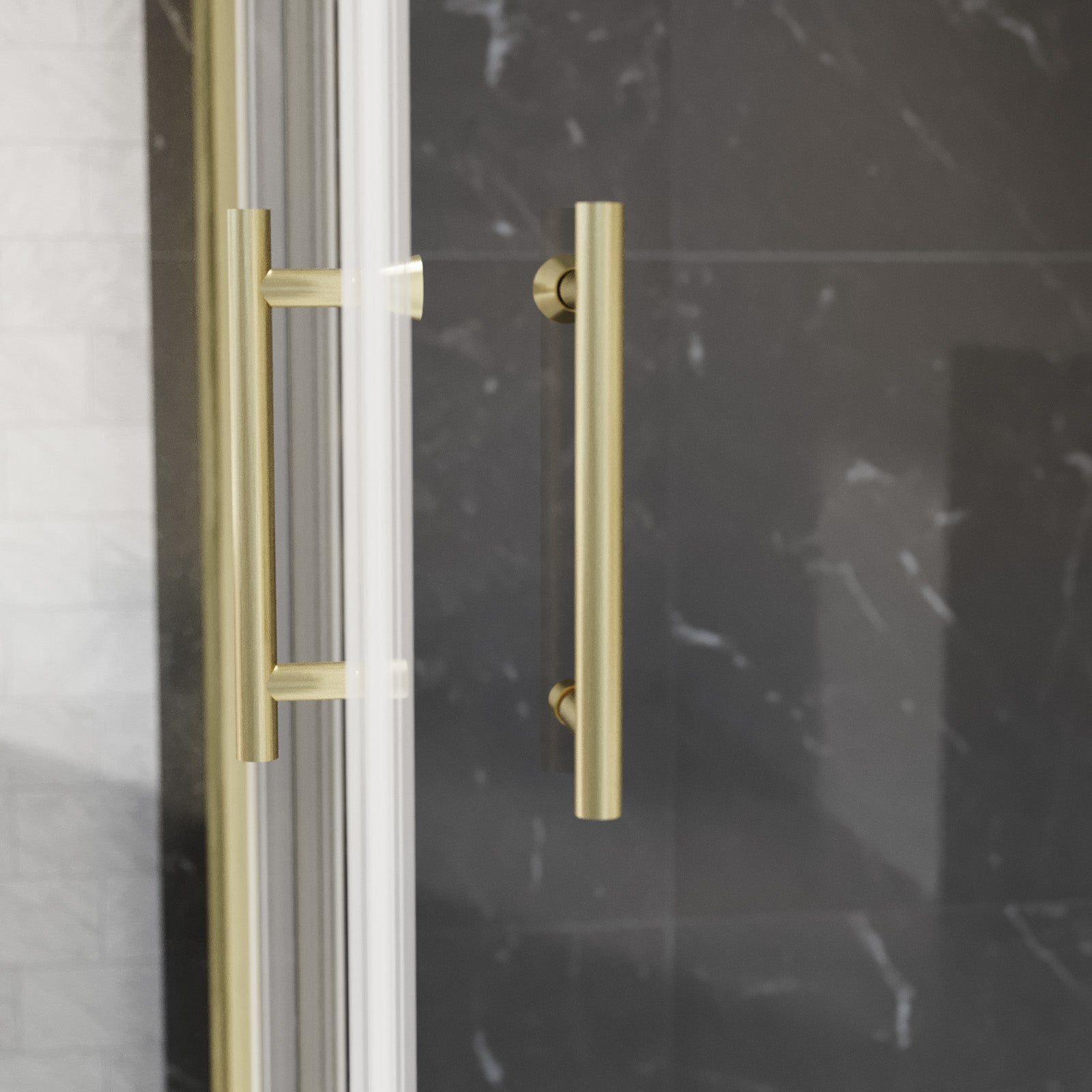 Manga 900 x 900mm Corner Entry Sliding Shower Enclosure Tray Brushed Brass