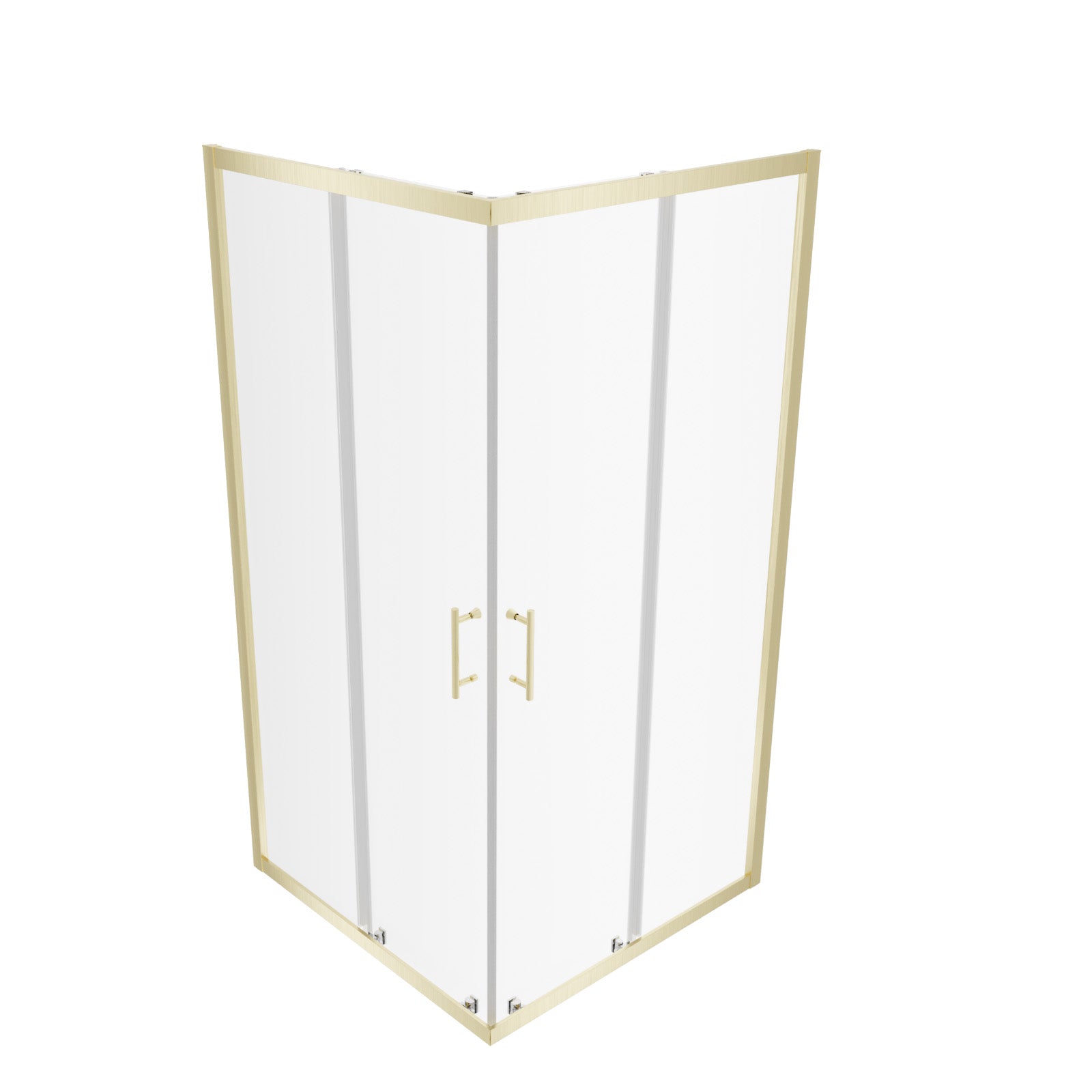 Foldable screen with gold frame and handle on a white background