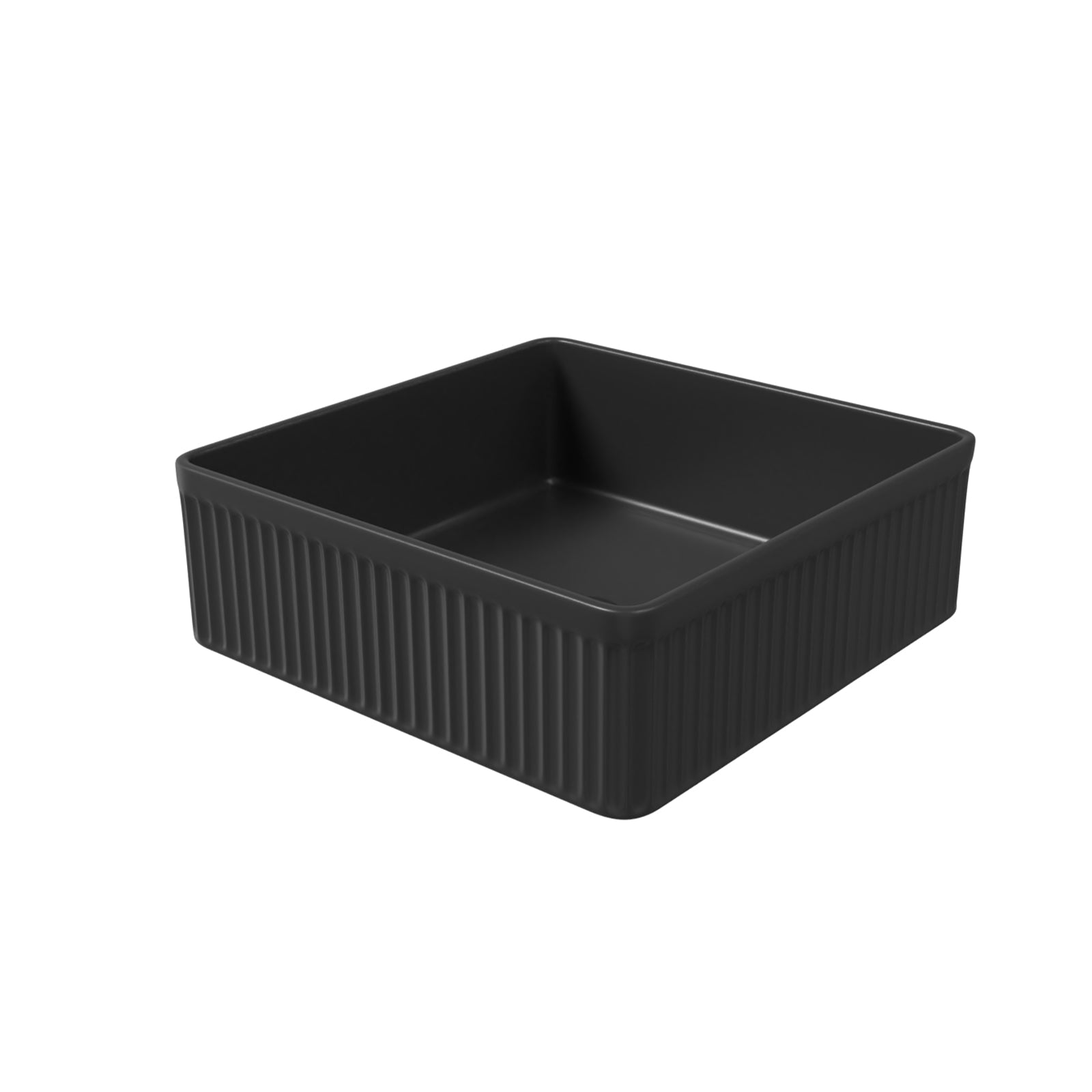 360mm Fluted Square Countertop Sink Matte Black