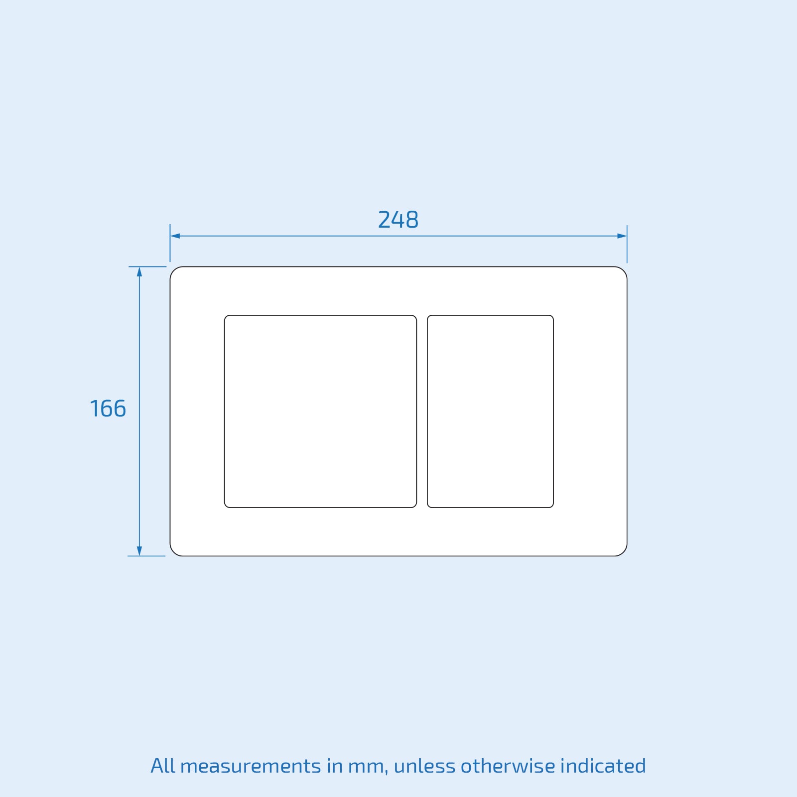 Chrome Rectangle Dual Flush Plate