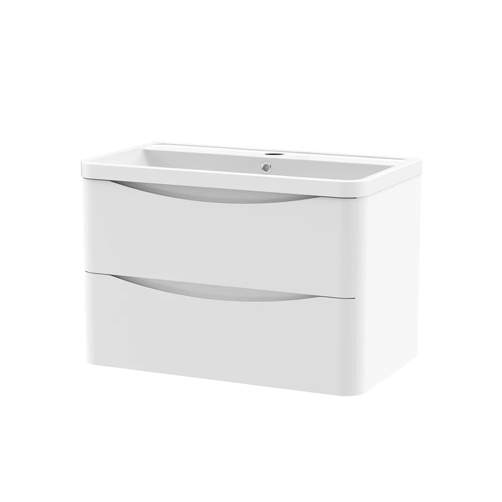 Bathroom 800mm Matte White Wall Hung Vanity Unit - 2 Drawer Vanity Basin Unit