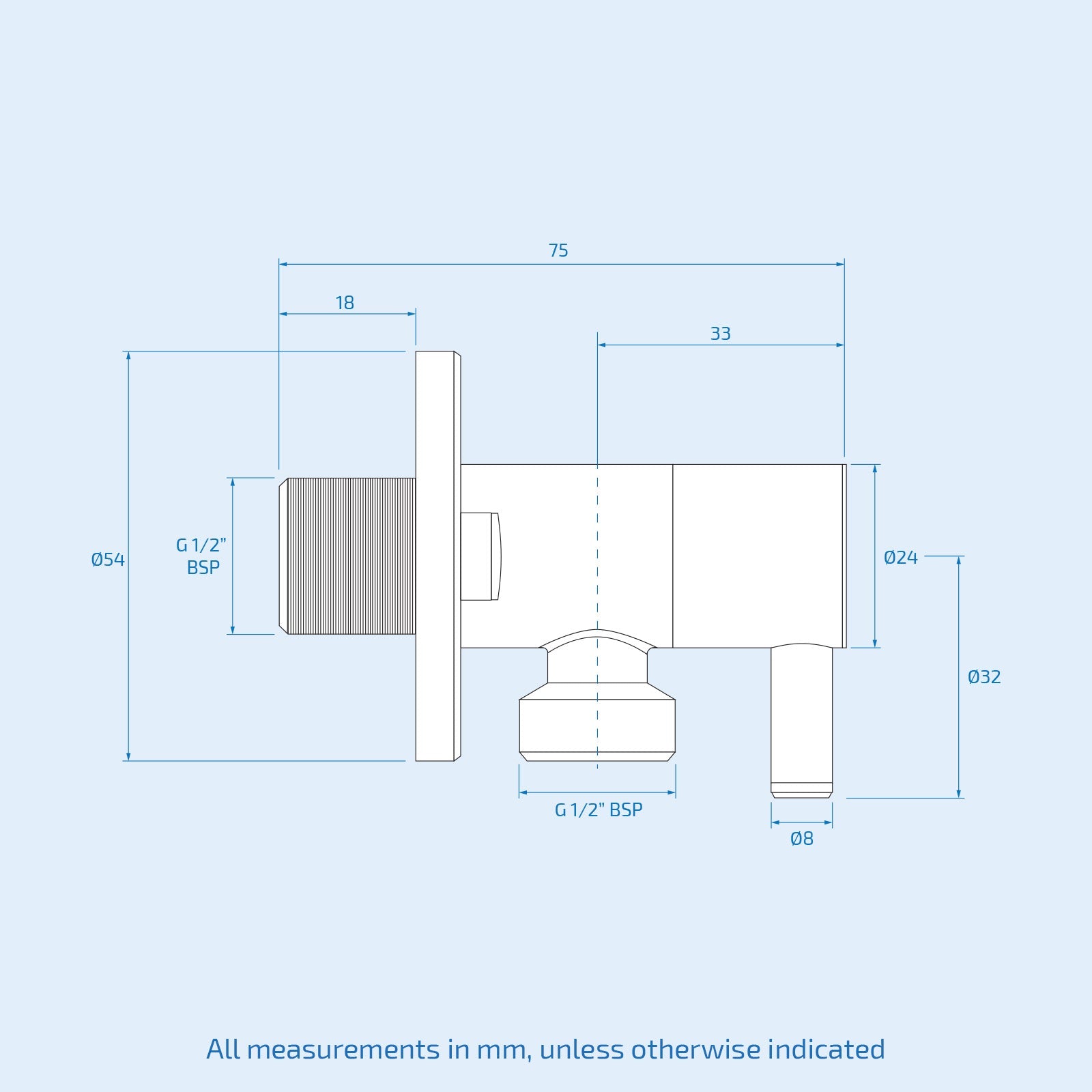 Isolation Valve for Bidet Douche Shower Spray Chrome