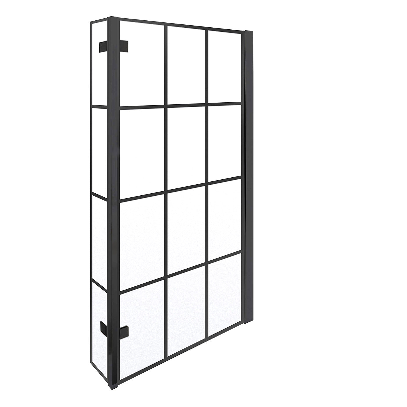 Reversible 6mm Tempered Glass Grid Bath Screen Matte Black