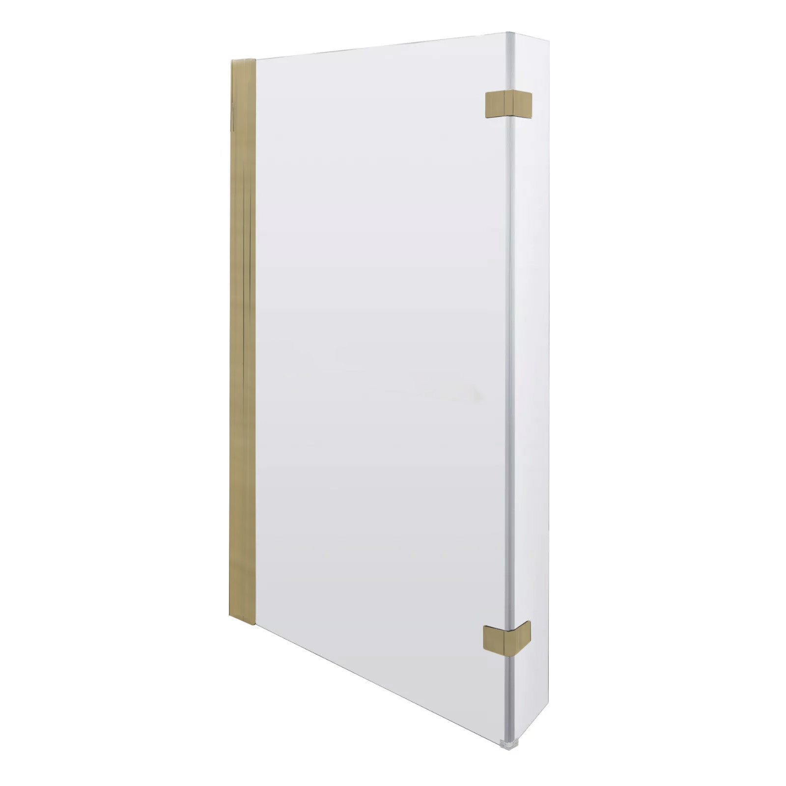 830mm Reversible 6mm Tempered Glass L-shape Bath Screen Brushed Brass