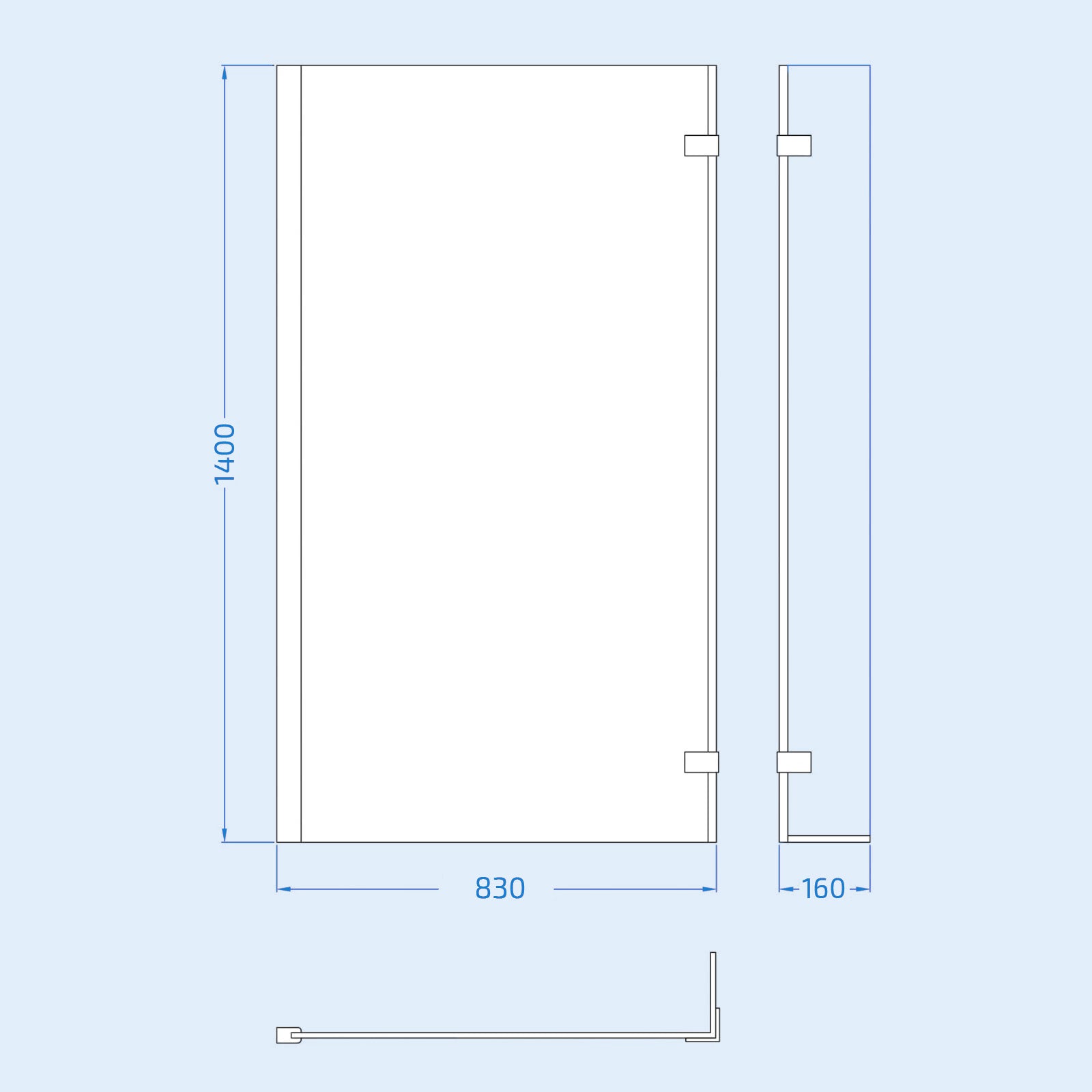 1700 x 850mm Right Hand L Shaped Shower Bath With Front Panel & Hinged Shower Screen