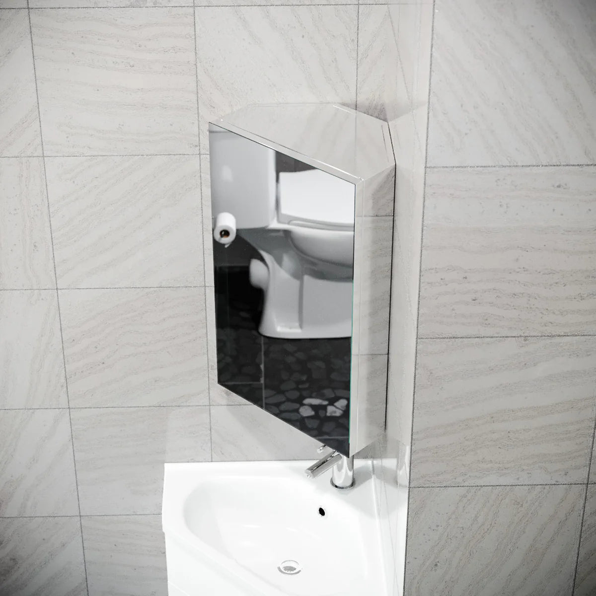 Chrome 500mm Stainless Steel Corner Bathroom Cabinet