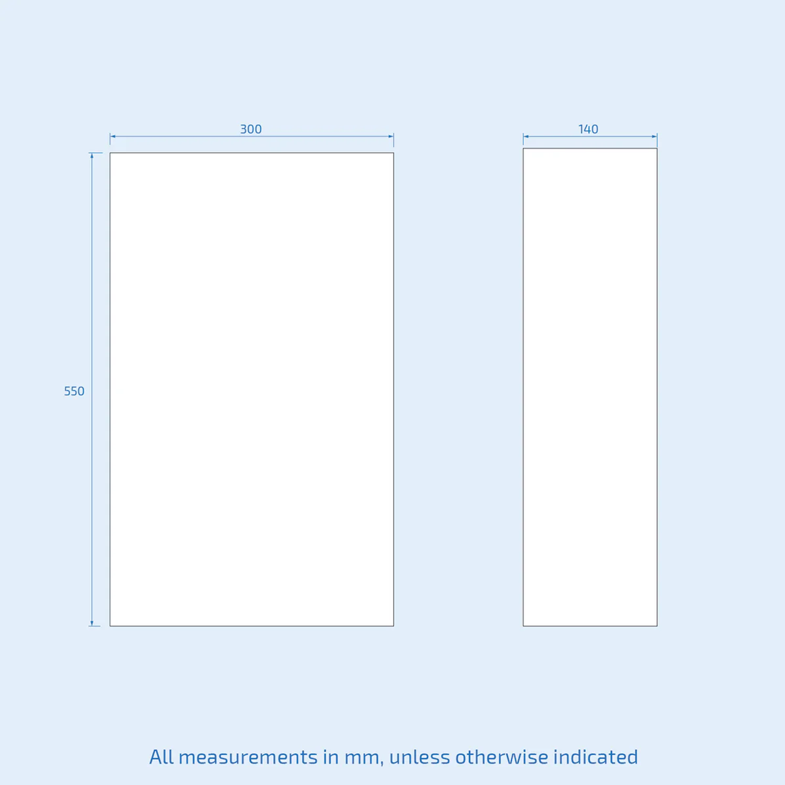 White Stainless Steel Single Door Bathroom Mirror Cabinet 300mm W x 550mm H x 140mm Wall Mounted