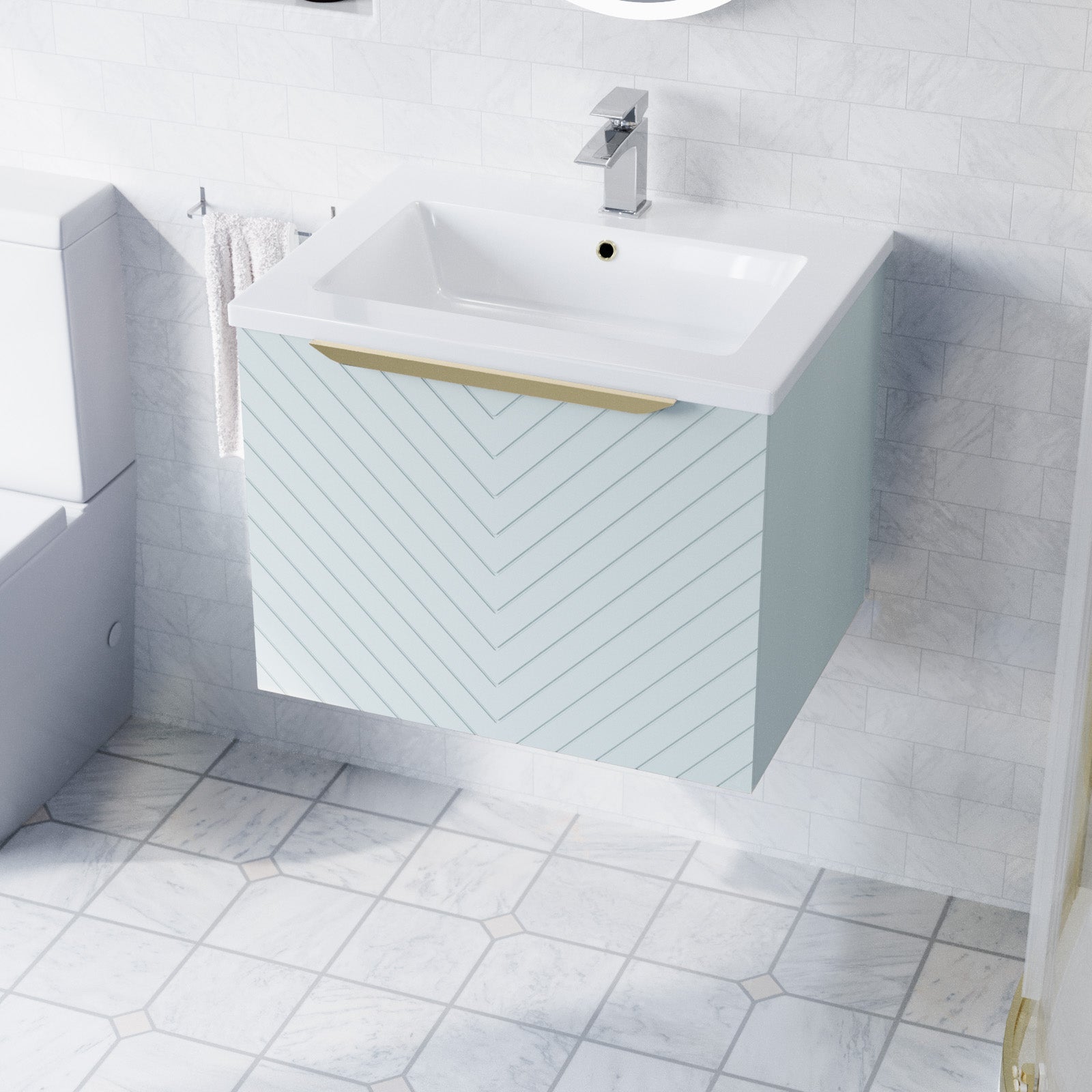 Roxy Green 600mm Basin Vanity & Close Coupled Toilet