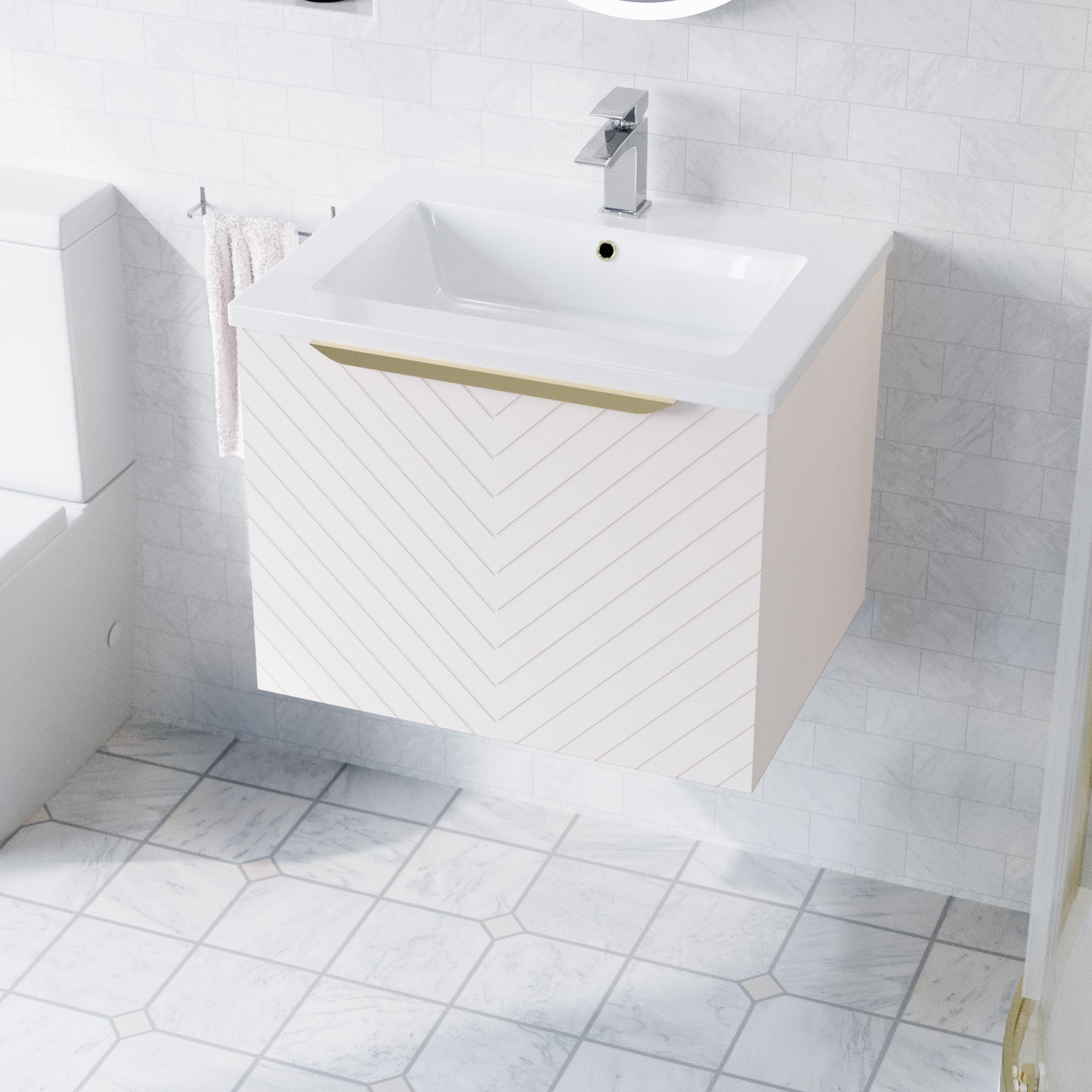 Roxy Pink 600mm Basin Vanity & Close Coupled Toilet