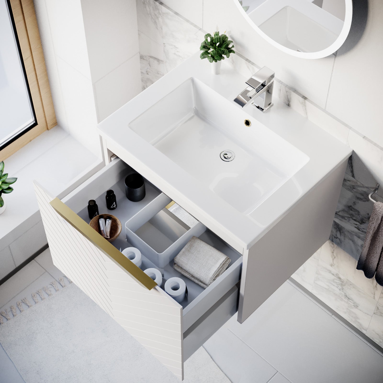 Roxy Pink 600mm Basin Vanity & Close Coupled Toilet