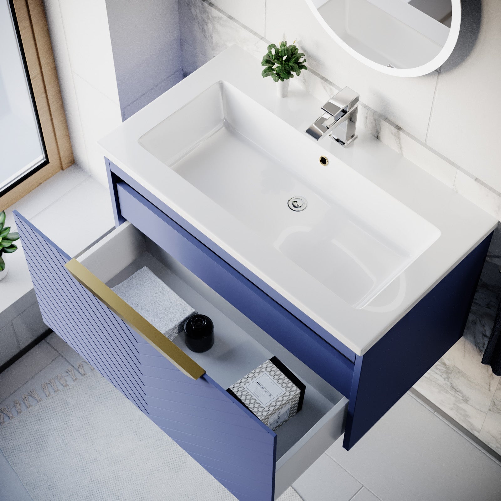 Roxy Blue 800mm Basin Vanity Unit & Close Coupled Toilet