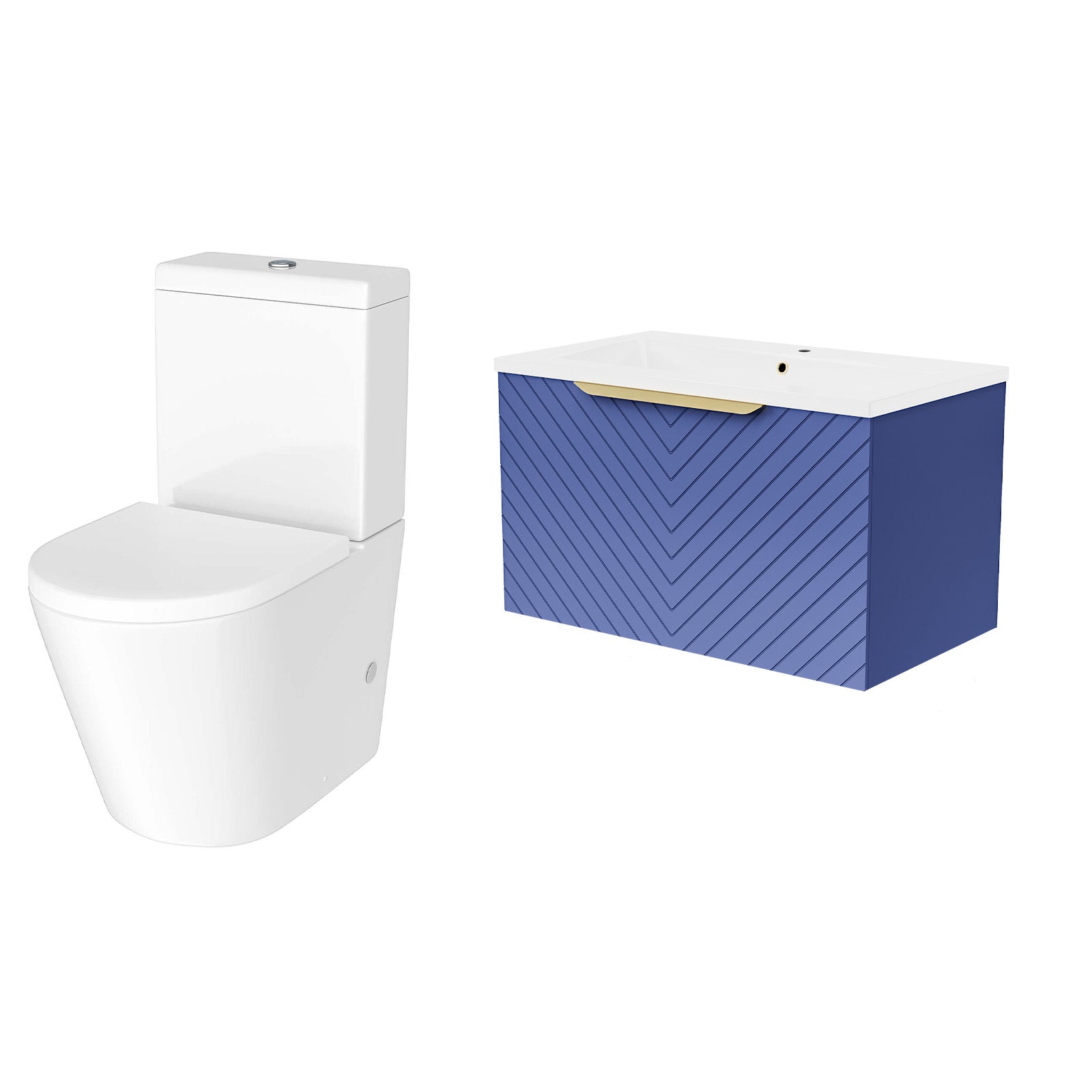 Roxy Blue 800mm Basin Vanity Unit & Close Coupled Toilet