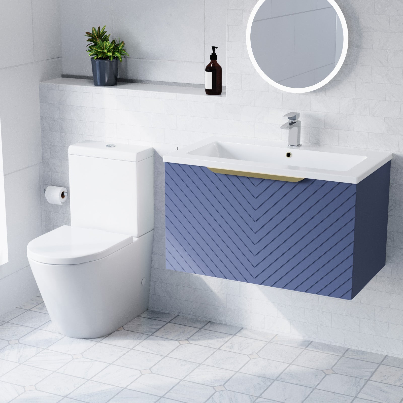 Roxy Blue 800mm Basin Vanity Unit & Close Coupled Toilet