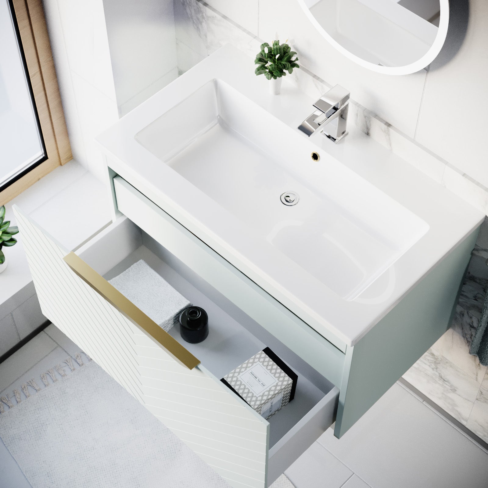 Roxy Green 800mm Basin Vanity & Close Coupled Toilet