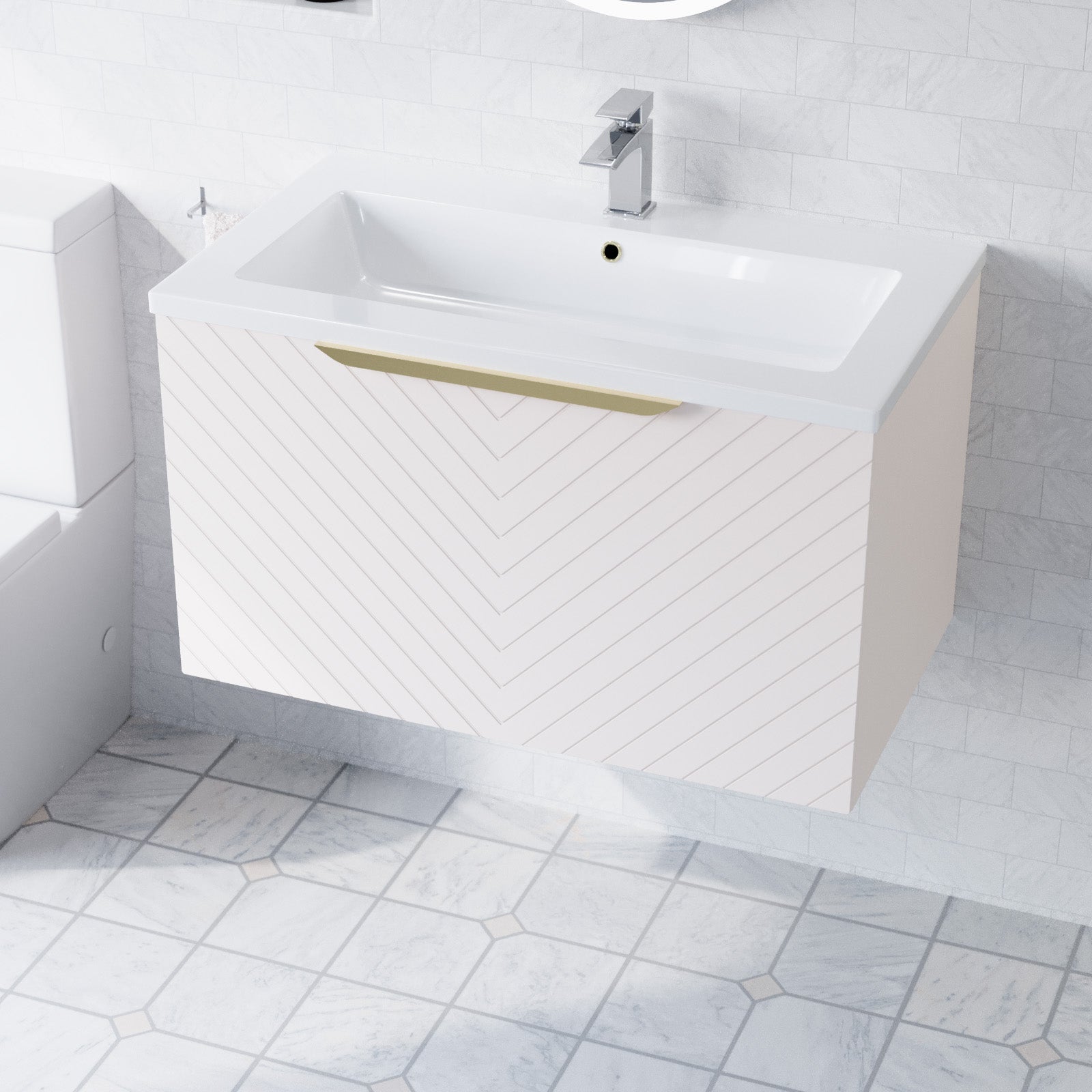 Roxy Pink 800mm Basin Vanity Unit & Close Coupled Toilet