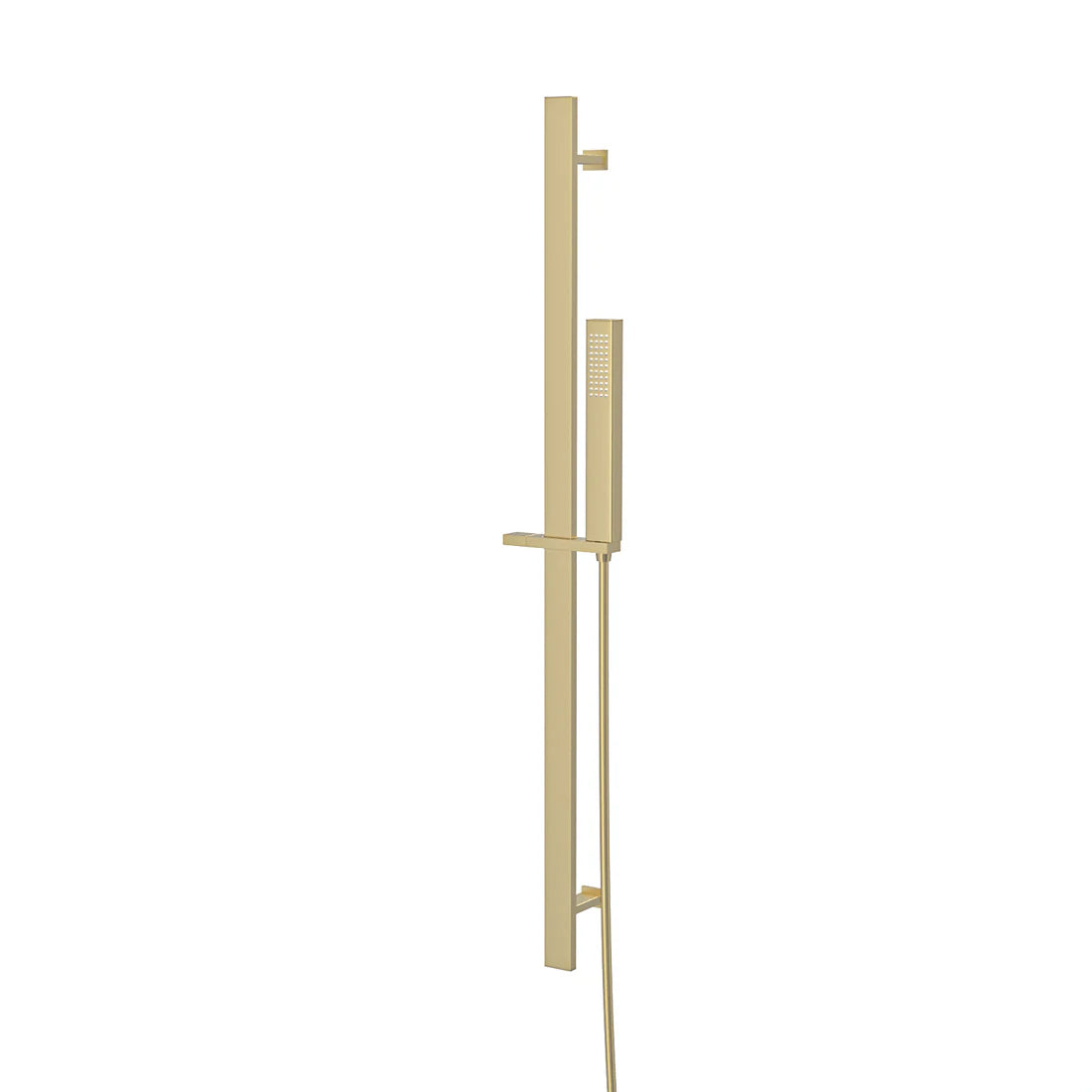 Brushed Brass Square Wall Mounted Slider Rail Shower Kit With Handset