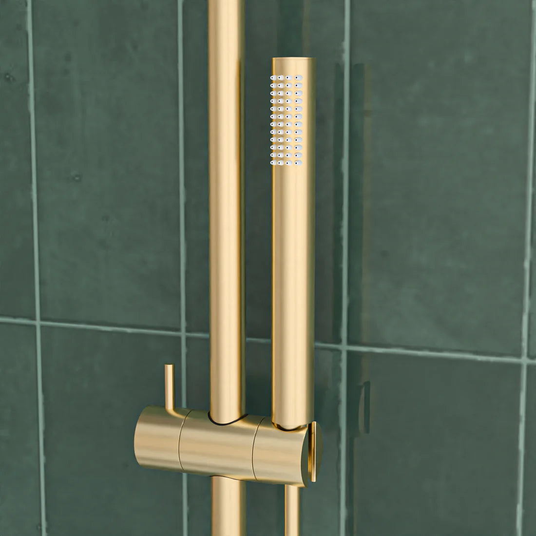 Brushed Brass Round Wall Mounted Slider Rail Shower Kit With Handset