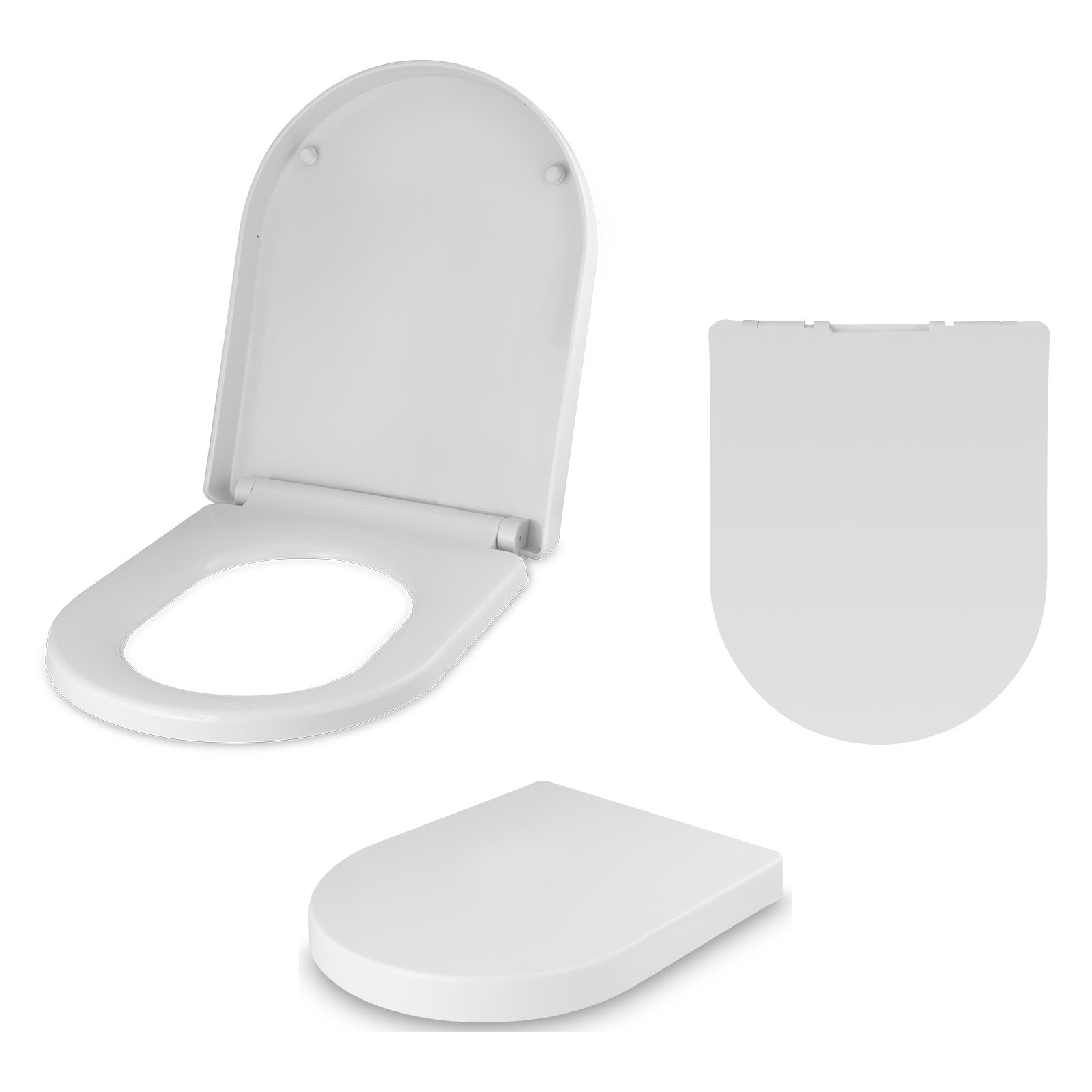 Round Thick Toilet Soft Close Seat and Seat Cover White