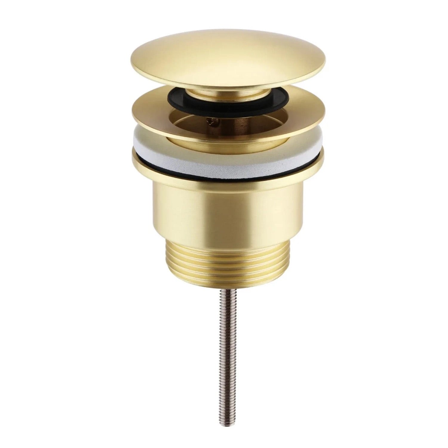 Universal Round Push Button Basin Waste Slotted & Unslotted - Brushed Brass