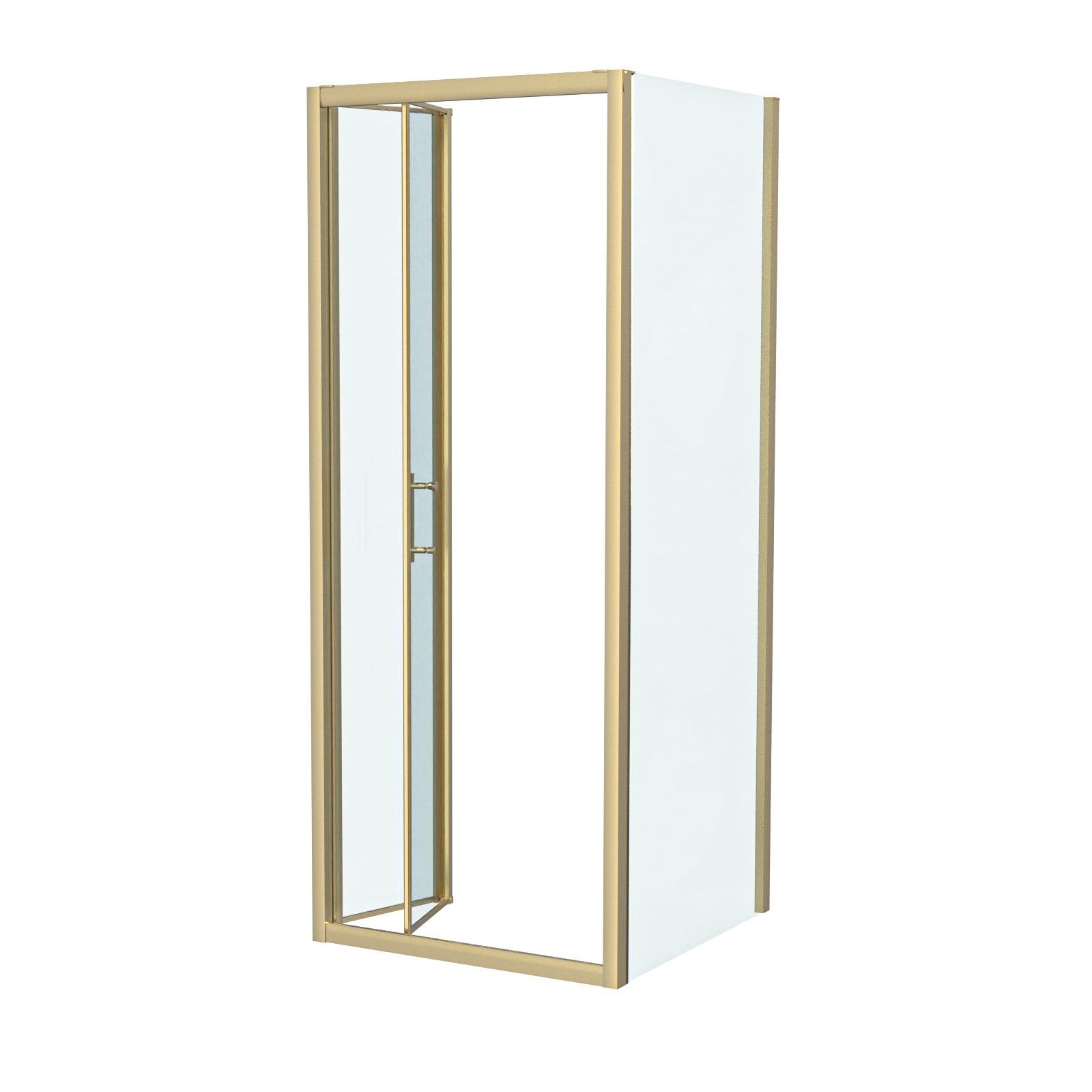Brushed Brass 700 x 700mm Bi-fold Shower Enclosure + Shower Tray + Waste