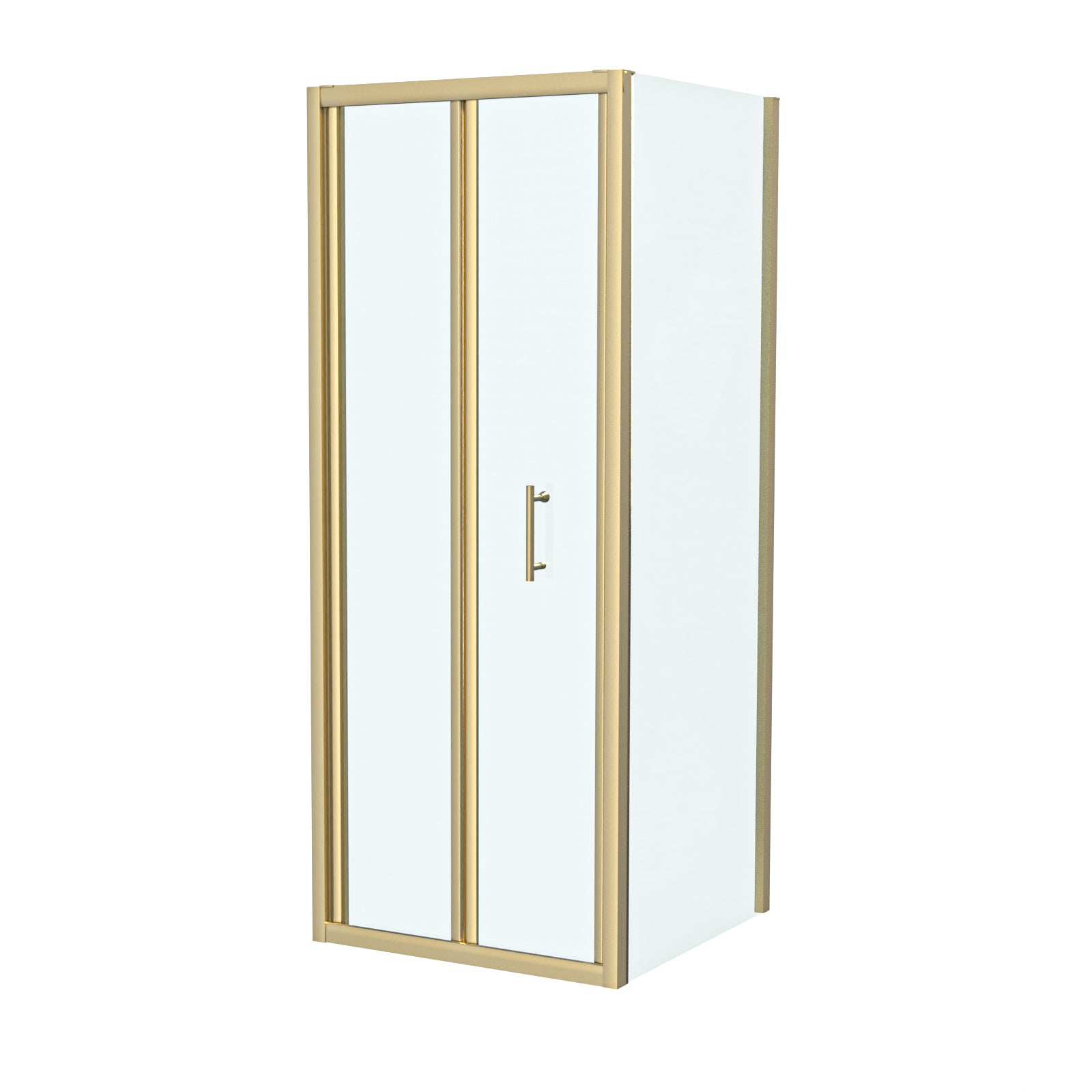 Brushed Brass 700 x 700mm Bi-fold Shower Enclosure + Shower Tray + Waste
