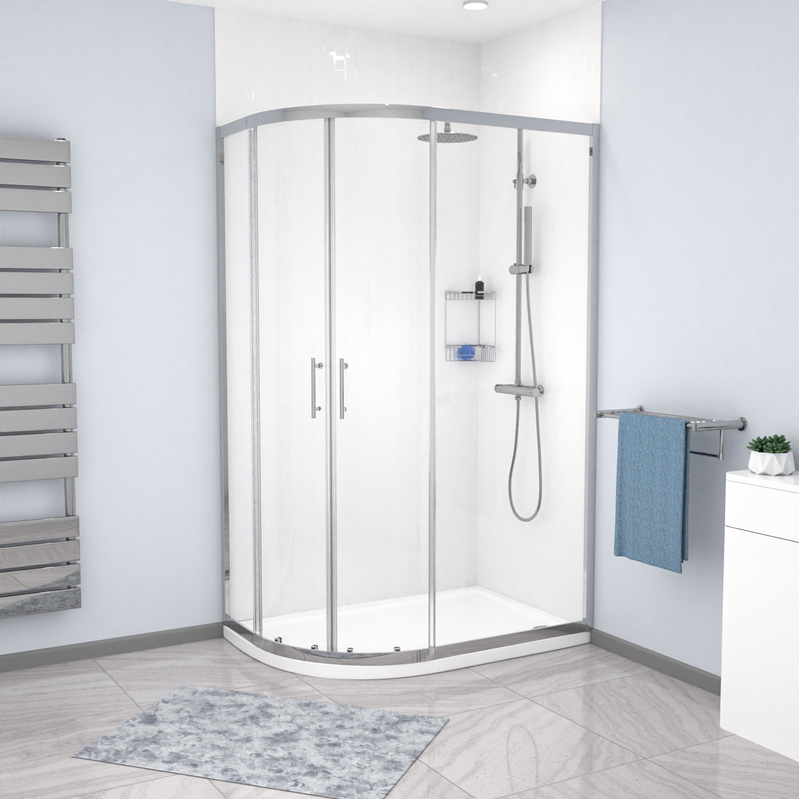 Saturn 1200 x 900mm Offset Quadrant Corner Shower Enclosure Chrome