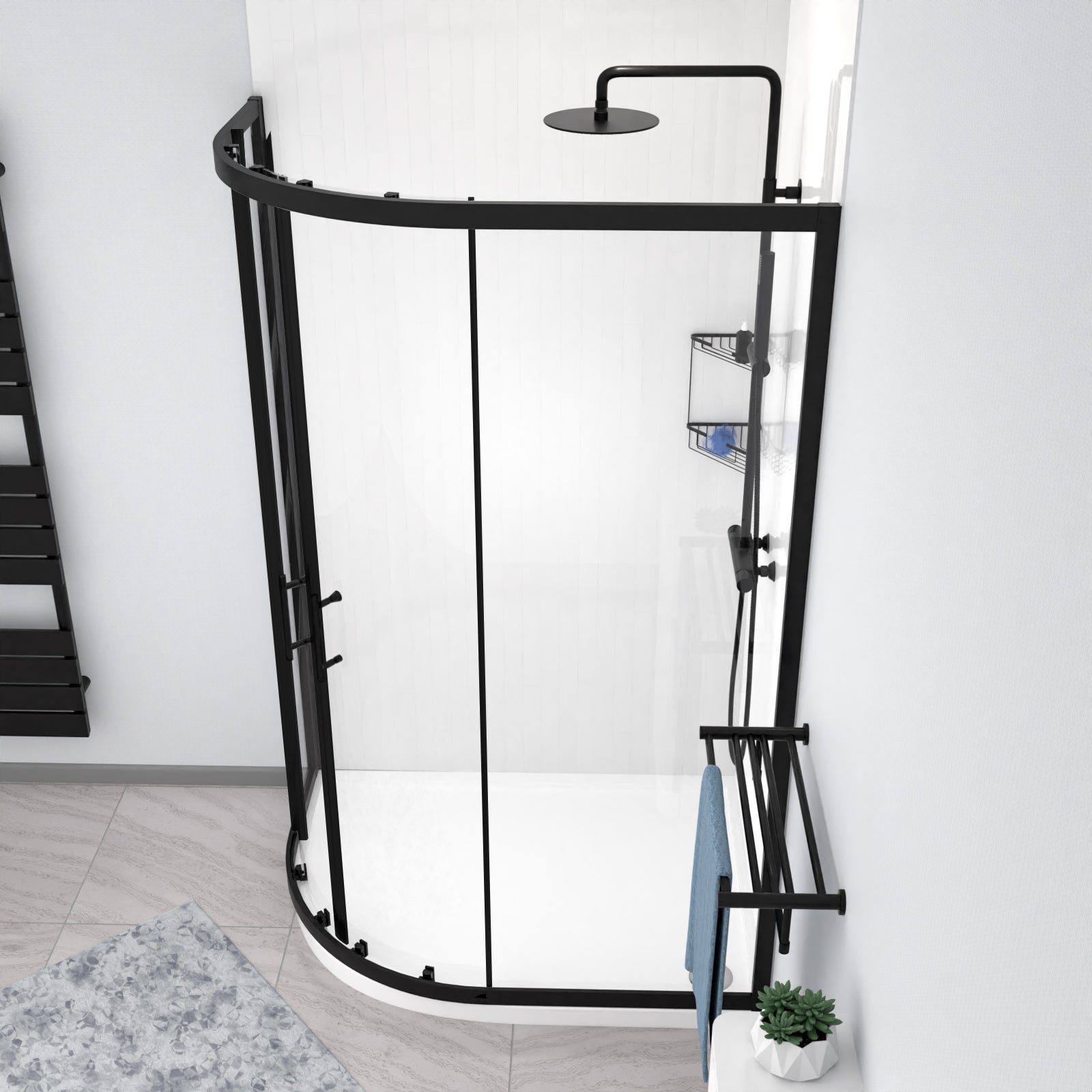 Saturn 1200 x 900mm Black Framed Offset Quadrant Corner Shower Enclosure LH or RH