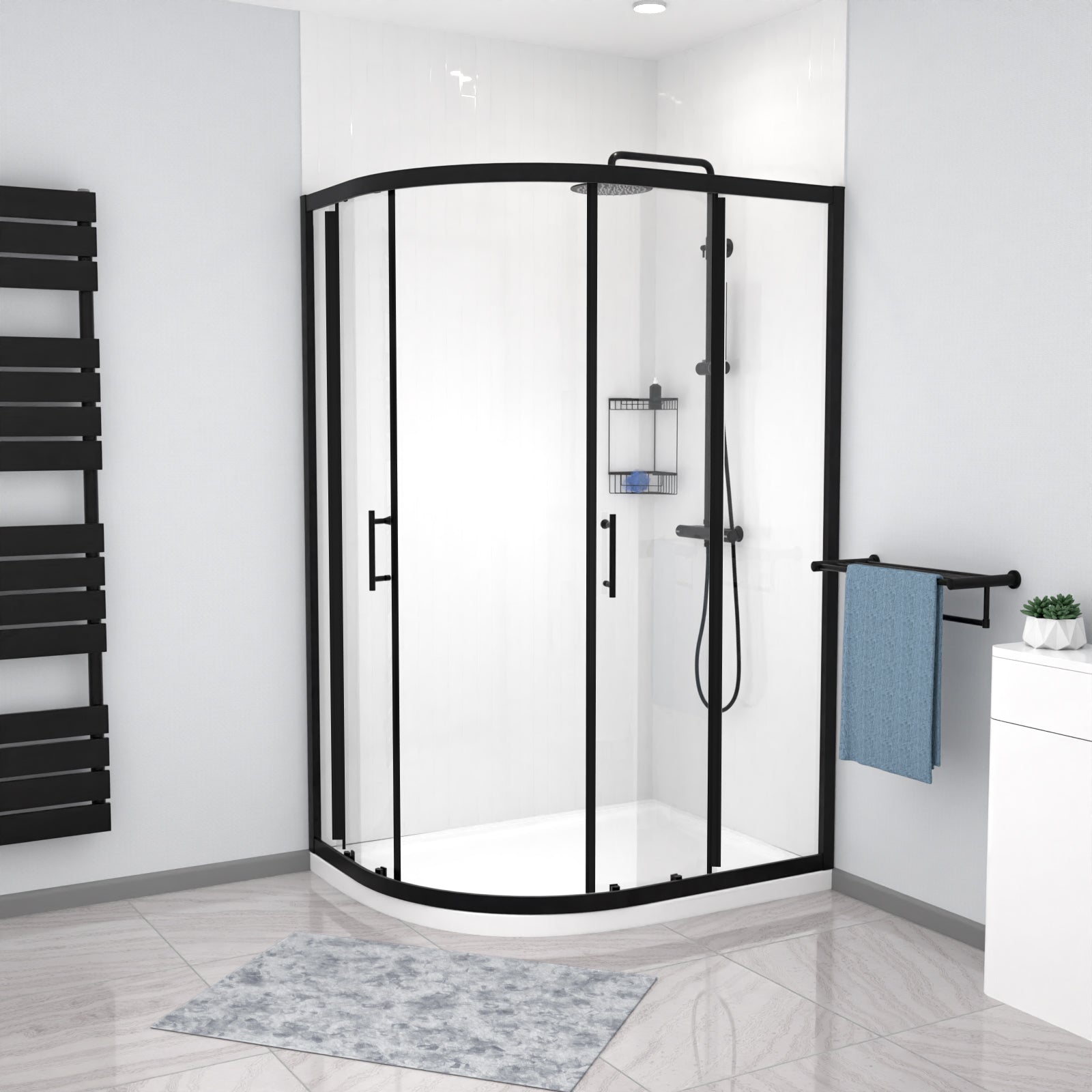 Saturn 1200 x 900mm Black Framed Offset Quadrant Corner Shower Enclosure LH or RH
