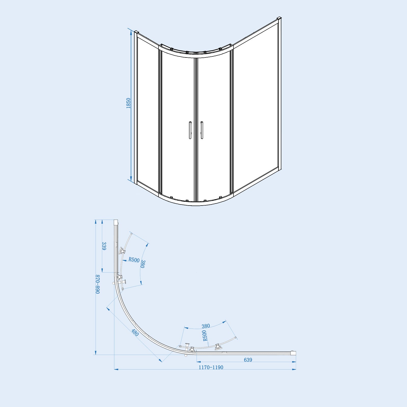 Saturn 1200 x 900mm Black Framed Offset Quadrant Corner Shower Enclosure LH or RH