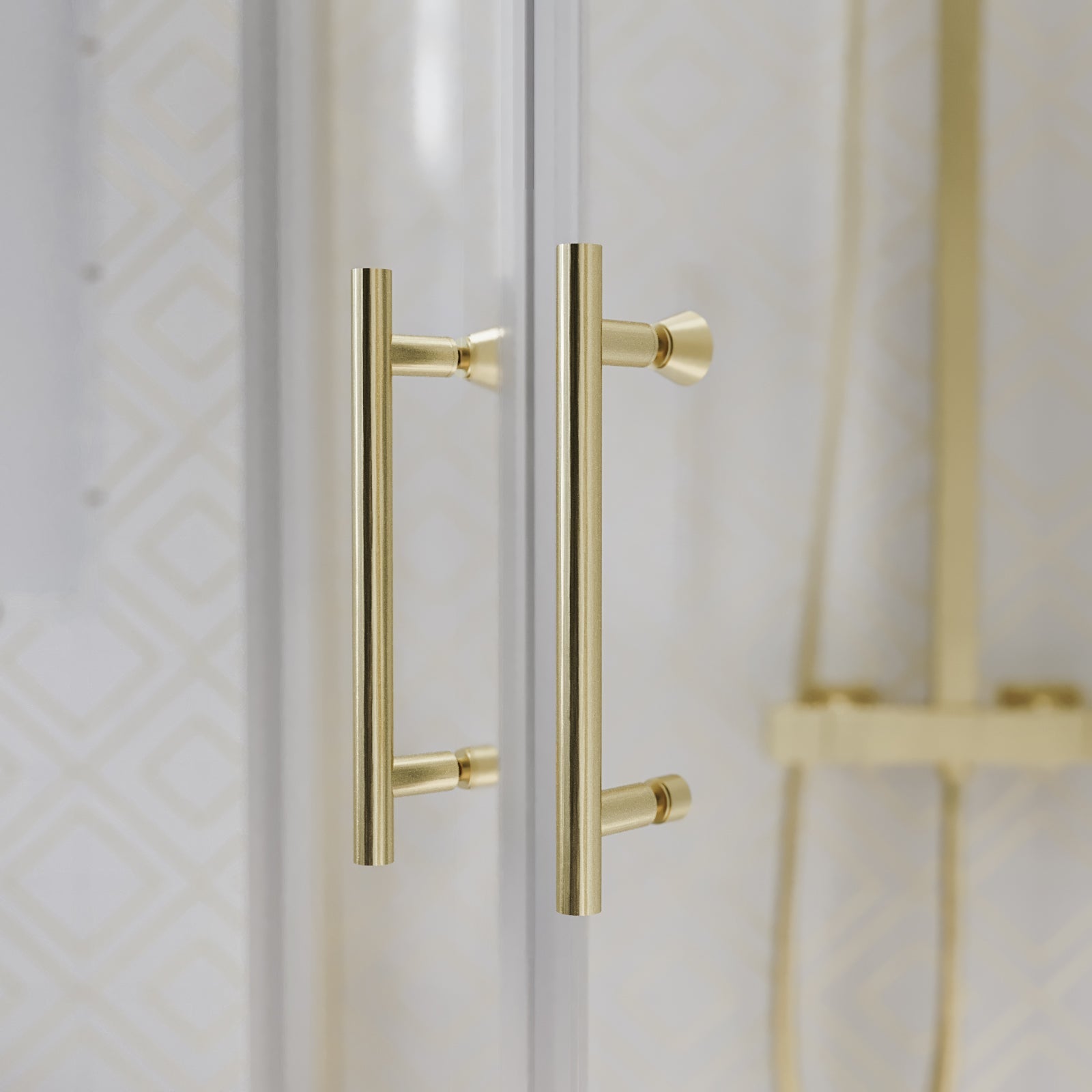 RH 1200 x 900mm Offset Quadrant Shower Enclosure Brushed Brass & Tray