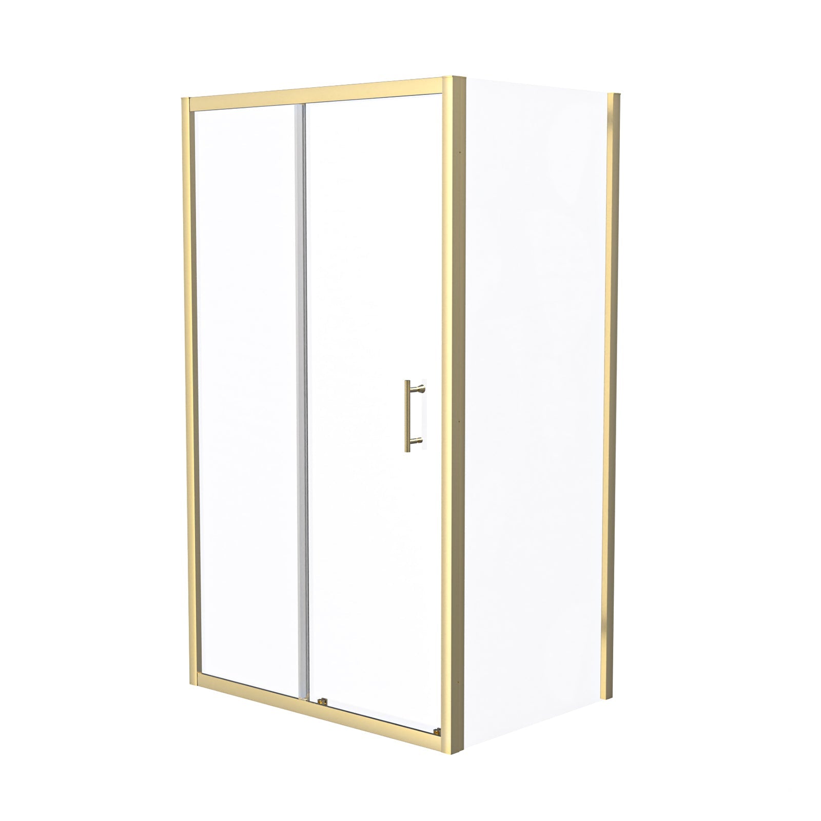 Manga 1100 x 700mm Shower Enclosure Sliding Door & Side Panel Brushed Brass