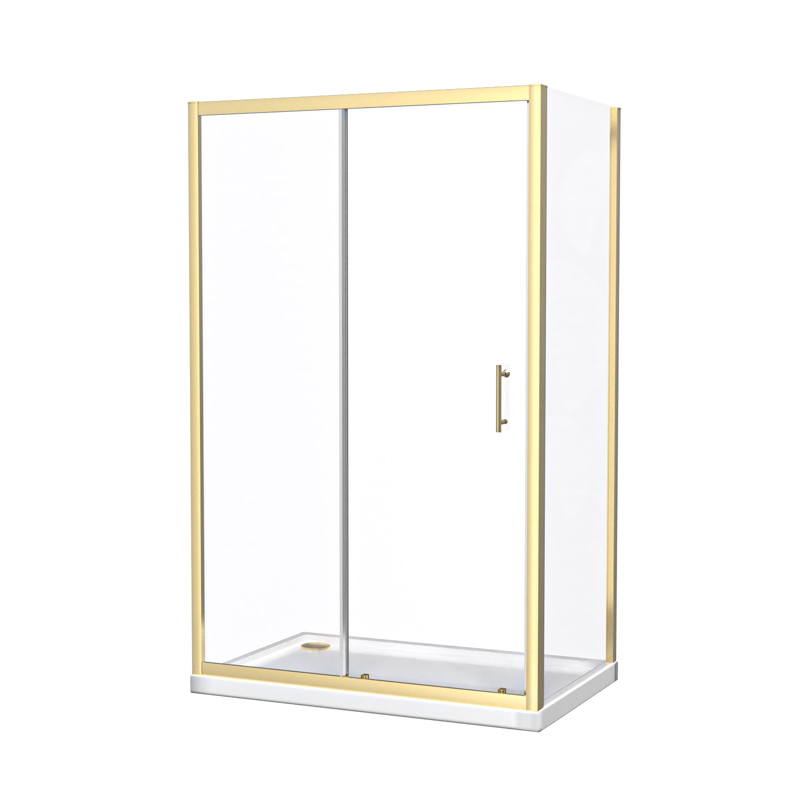 Brushed Brass 1200 x 760mm Shower Enclosure Sliding Door Panel & Tray