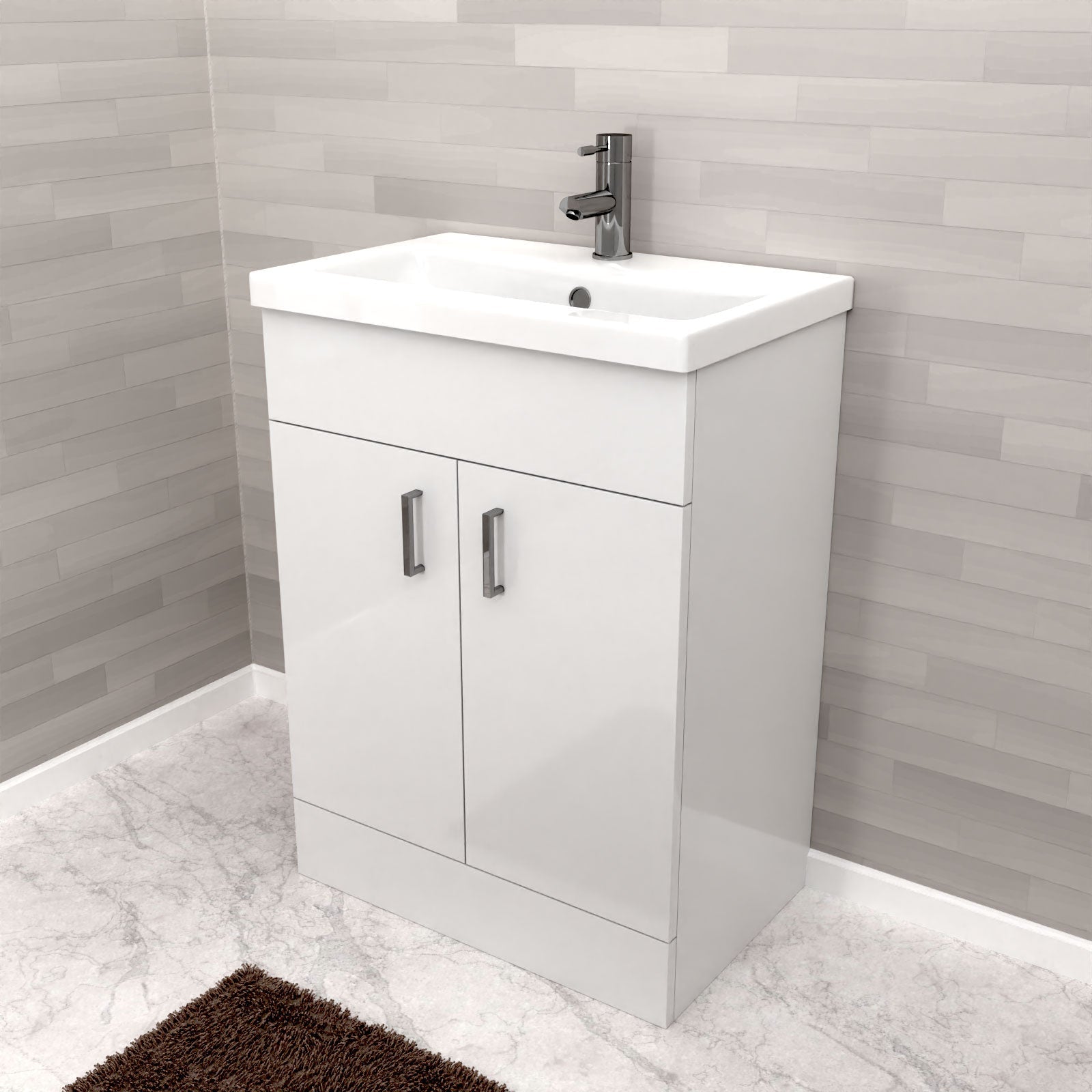 Nanuya 600 mm White Ultra Slim Basin Vanity Unit
