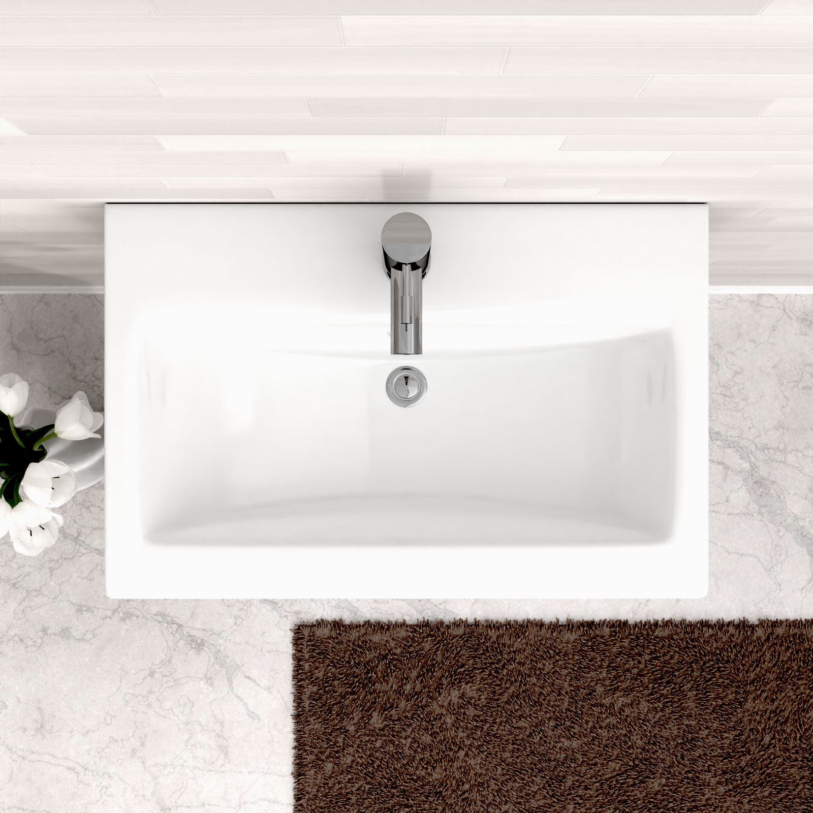 Nanuya 600 mm White Ultra Slim Basin Vanity Unit