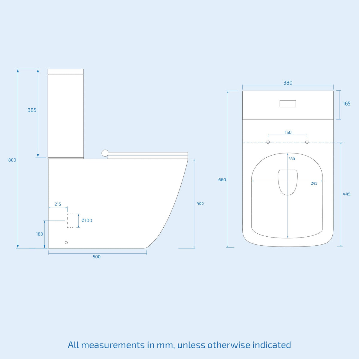Norman Square Cloakroom Close Coupled WC Toilet