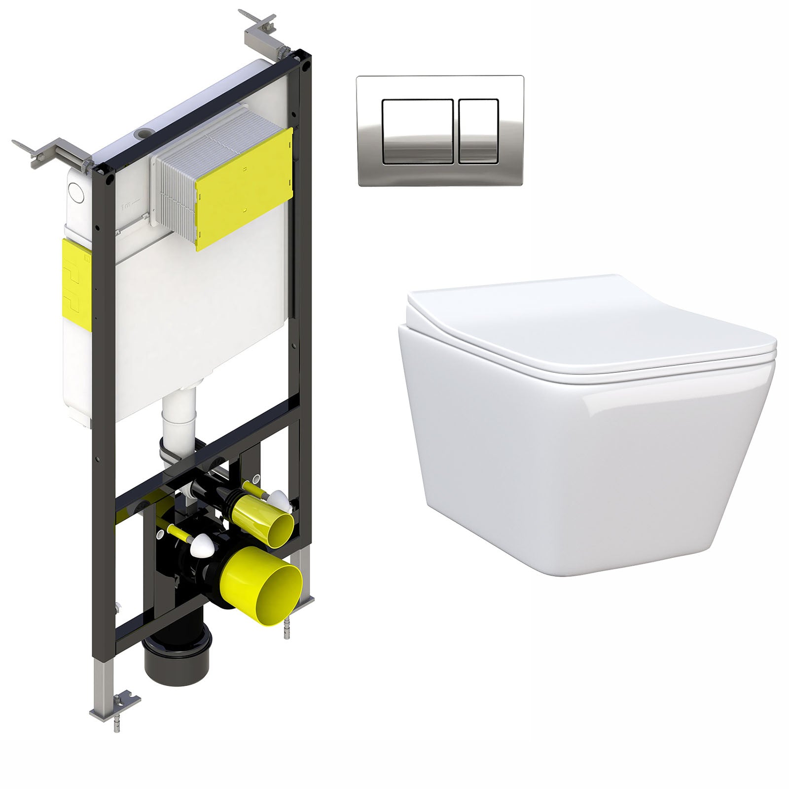 Olton Wall Hung Rimless Toilet Pan with Framed Cistern