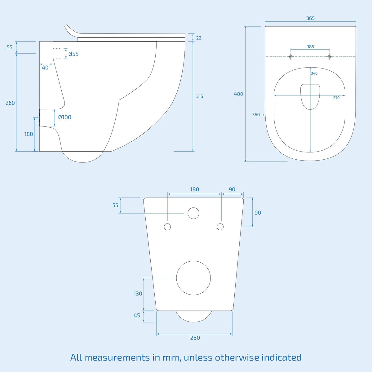 Declan Rimless Wall Hung Toilet Pan + Soft Close Toilet Seat
