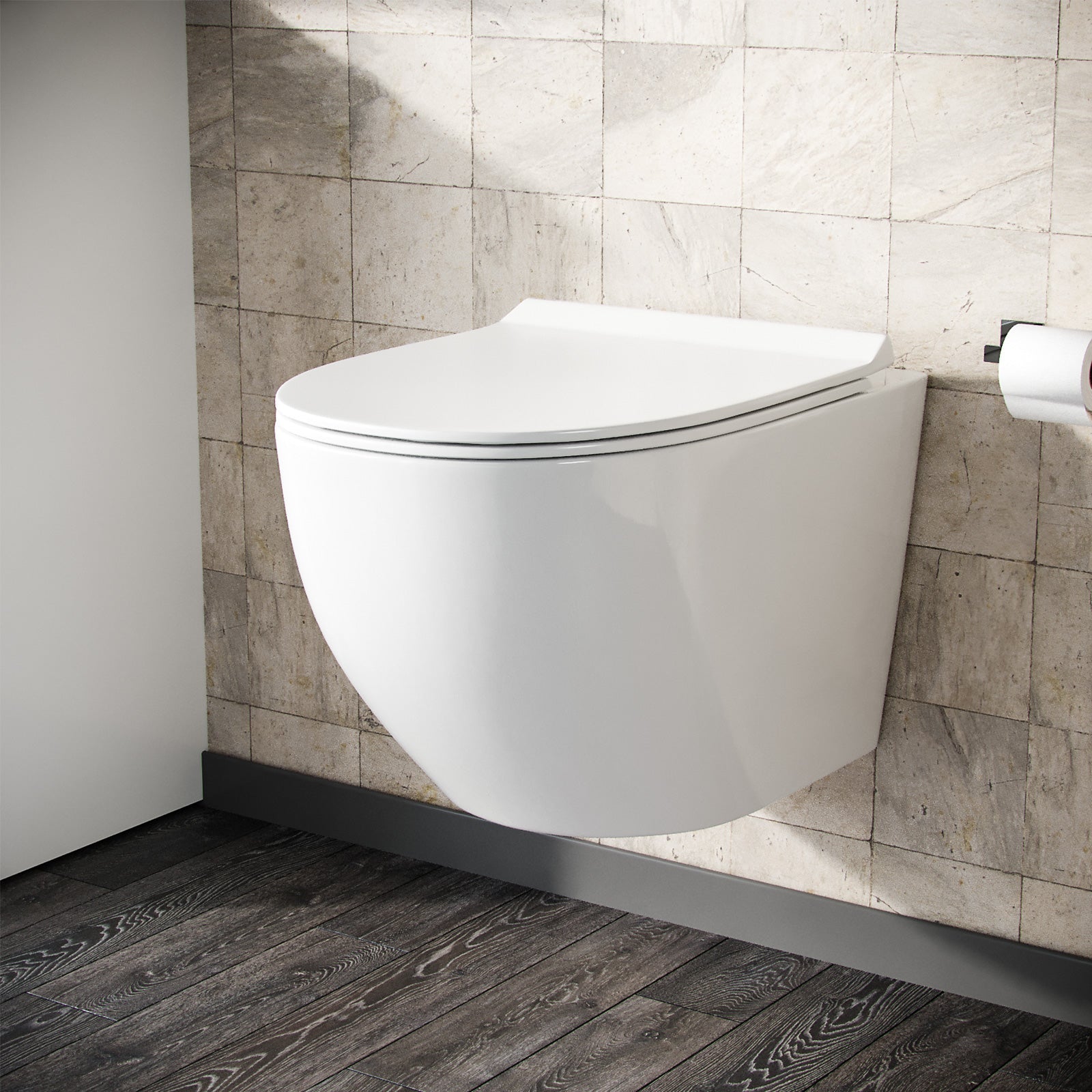 White Round Curve WH Toilet Concealed Frame & Round Button Flush Plate