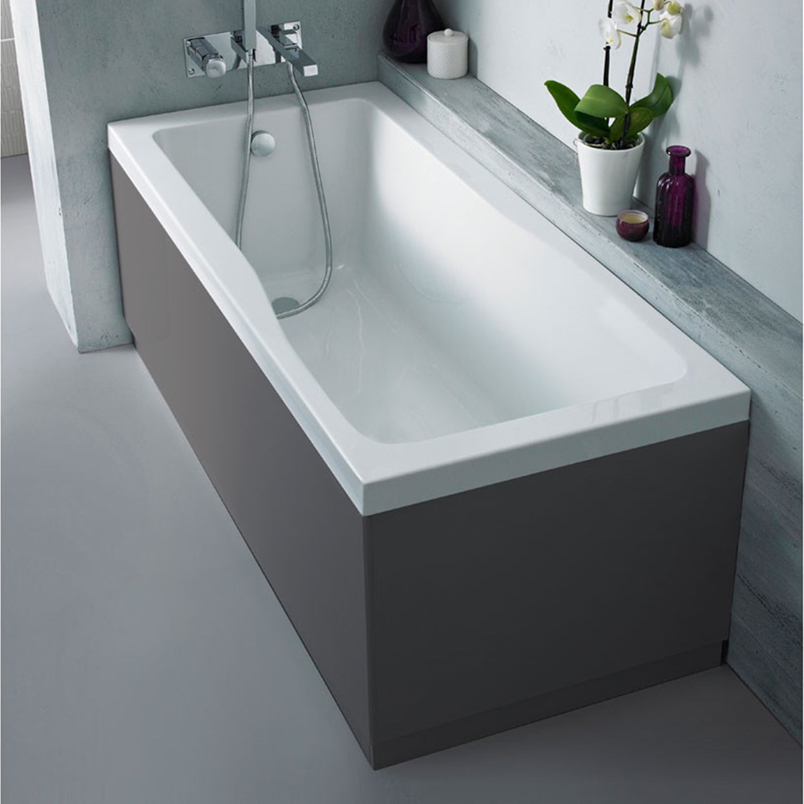 Dylan 1400 x 700mm Square Single Ended Bath with Bath Leg