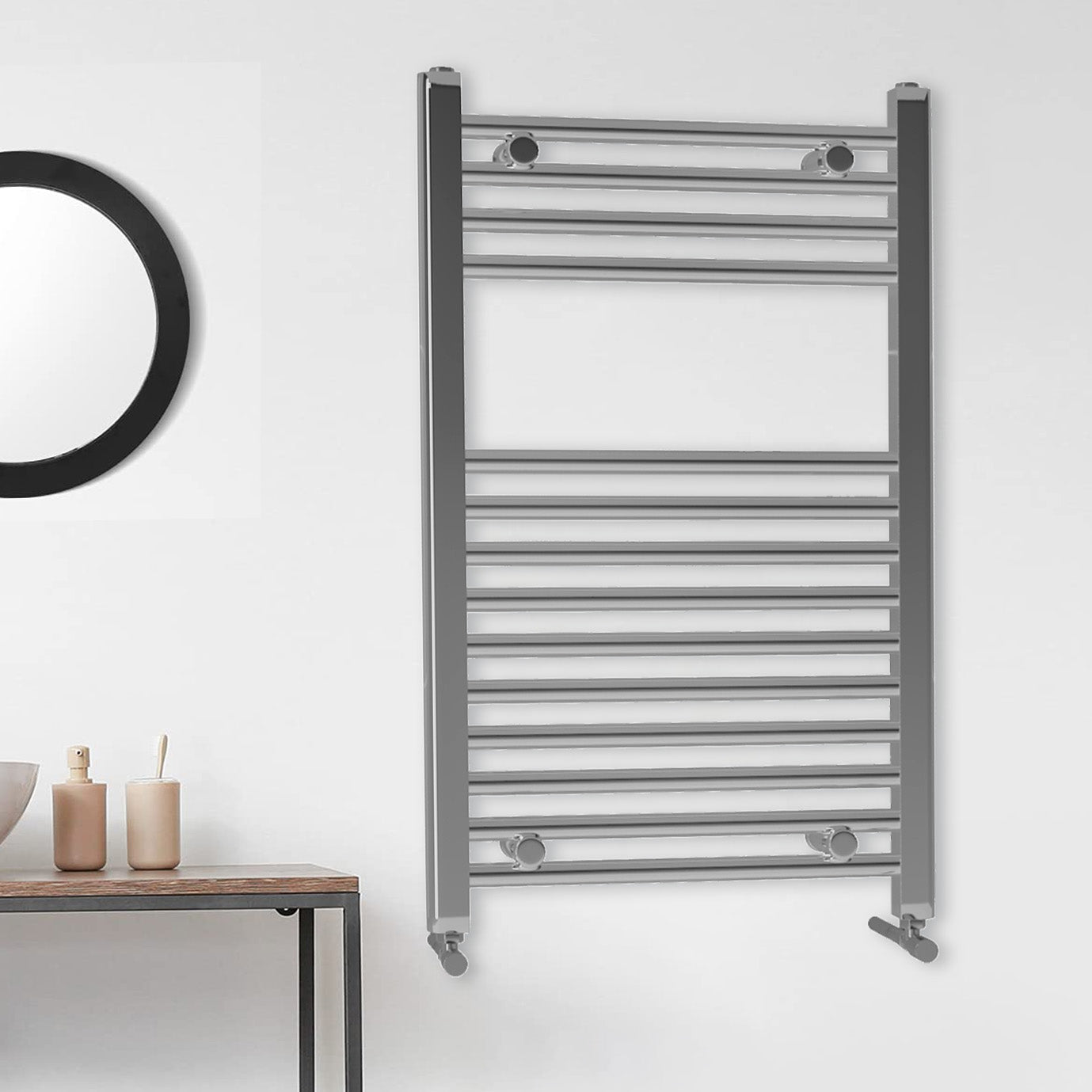 Chrome Straight Bathroom Towel Radiator 800 x 500 mm